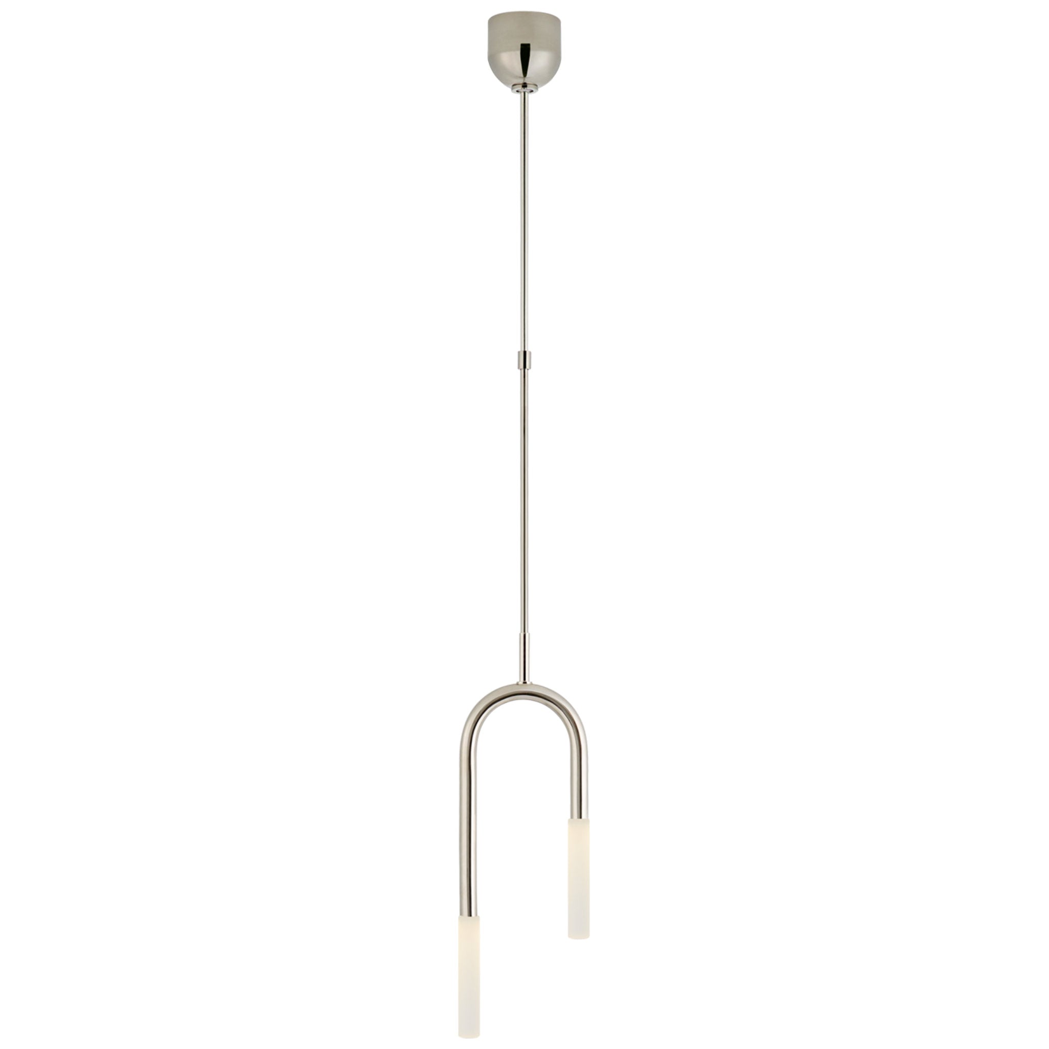 Kelly Wearstler Rousseau Small Asymmetric Pendant in Polished Nickel with Etched Crystal Ceiling Light W8.25"