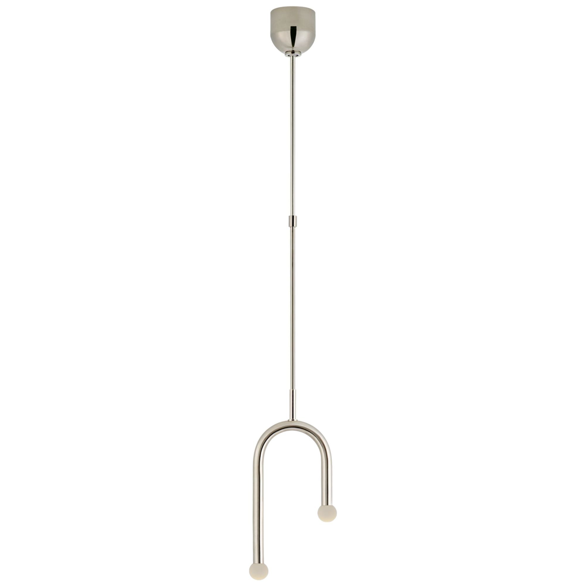 Kelly Wearstler Rousseau Small Asymmetric Pendant in Polished Nickel with Etched Crystal Orb Ceiling Light W8.75"