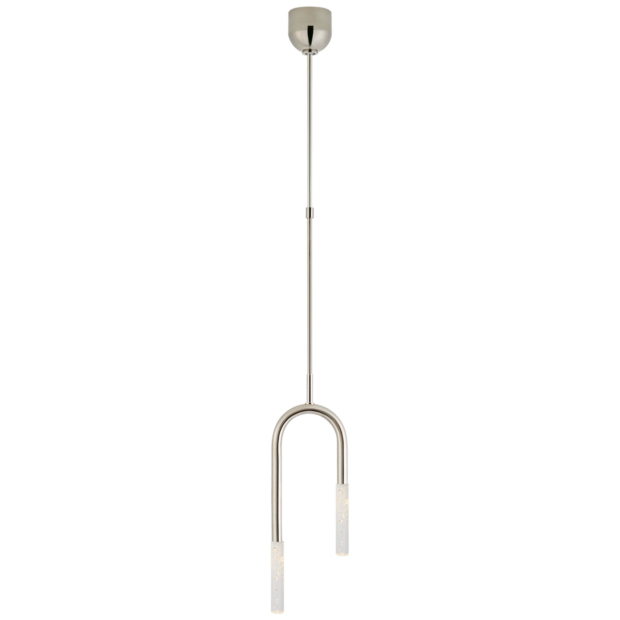 Kelly Wearstler Rousseau Small Asymmetric Pendant in Polished Nickel with Seeded Glass Ceiling Light W8.25"