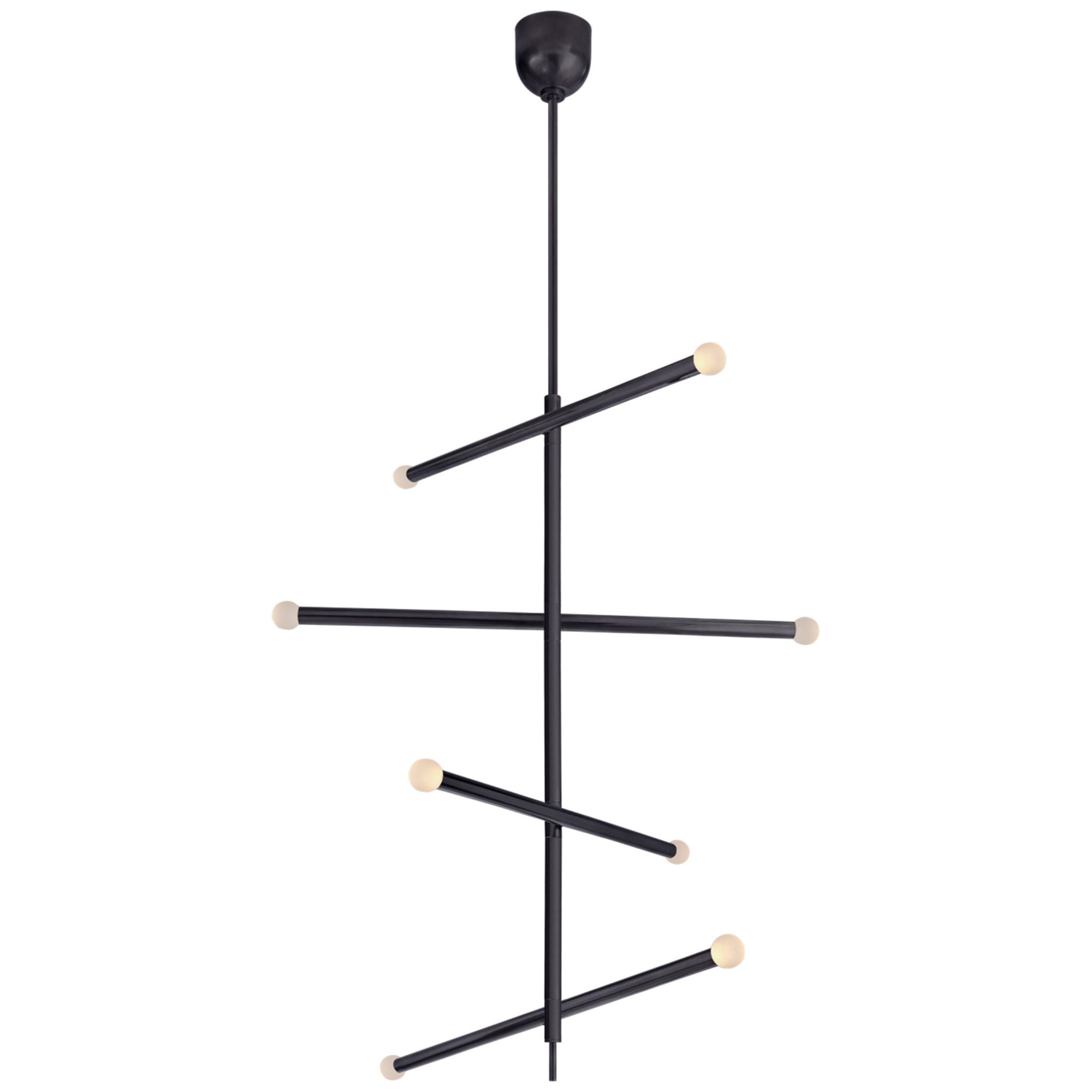 Kelly Wearstler Rousseau Large Articulating Chandelier in Bronze with Etched Crystal Orb Ceiling Light W3" - 36.25"