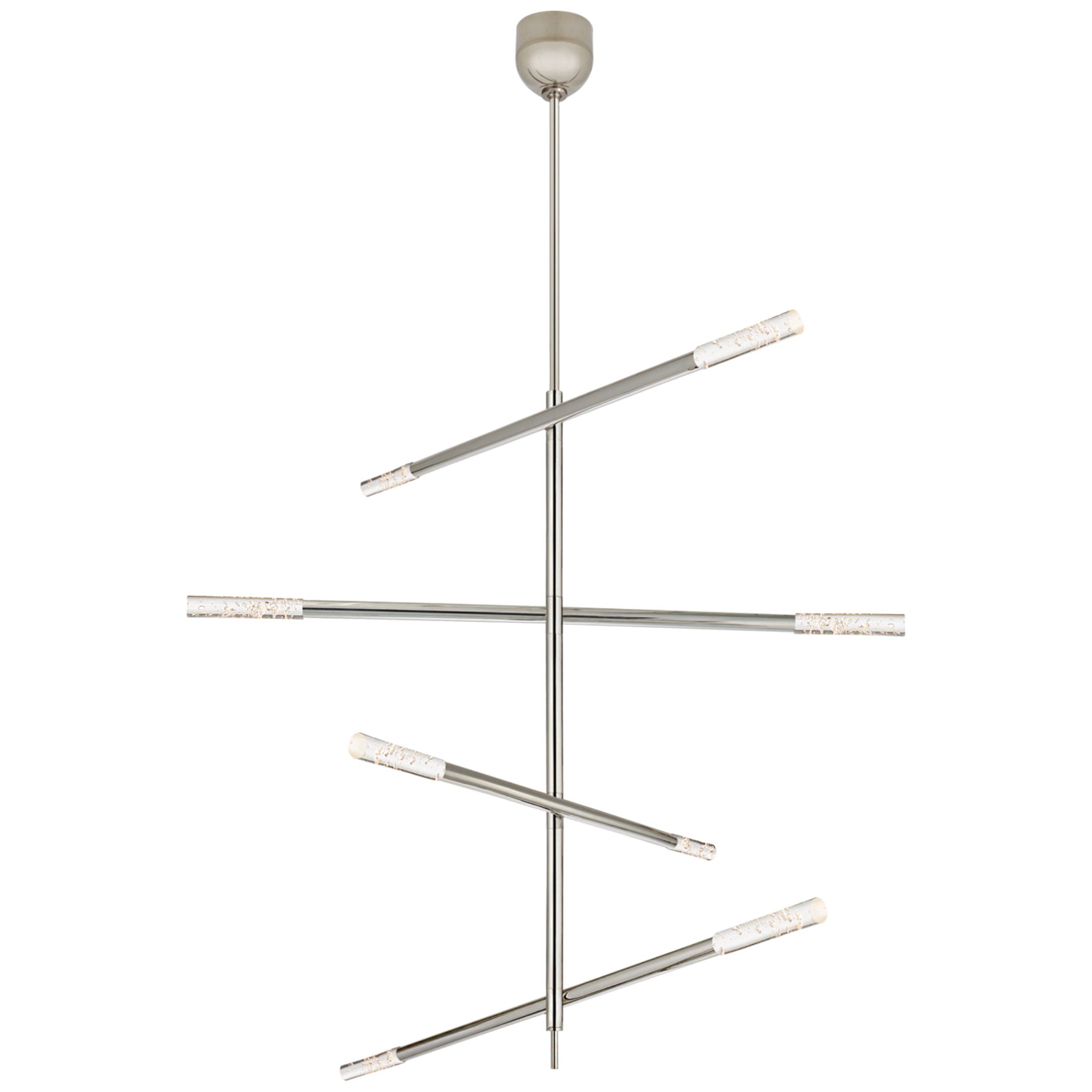 Kelly Wearstler Rousseau Large Articulating Chandelier in Polished Nickel with Seeded Glass Ceiling Light W3" - 48"
