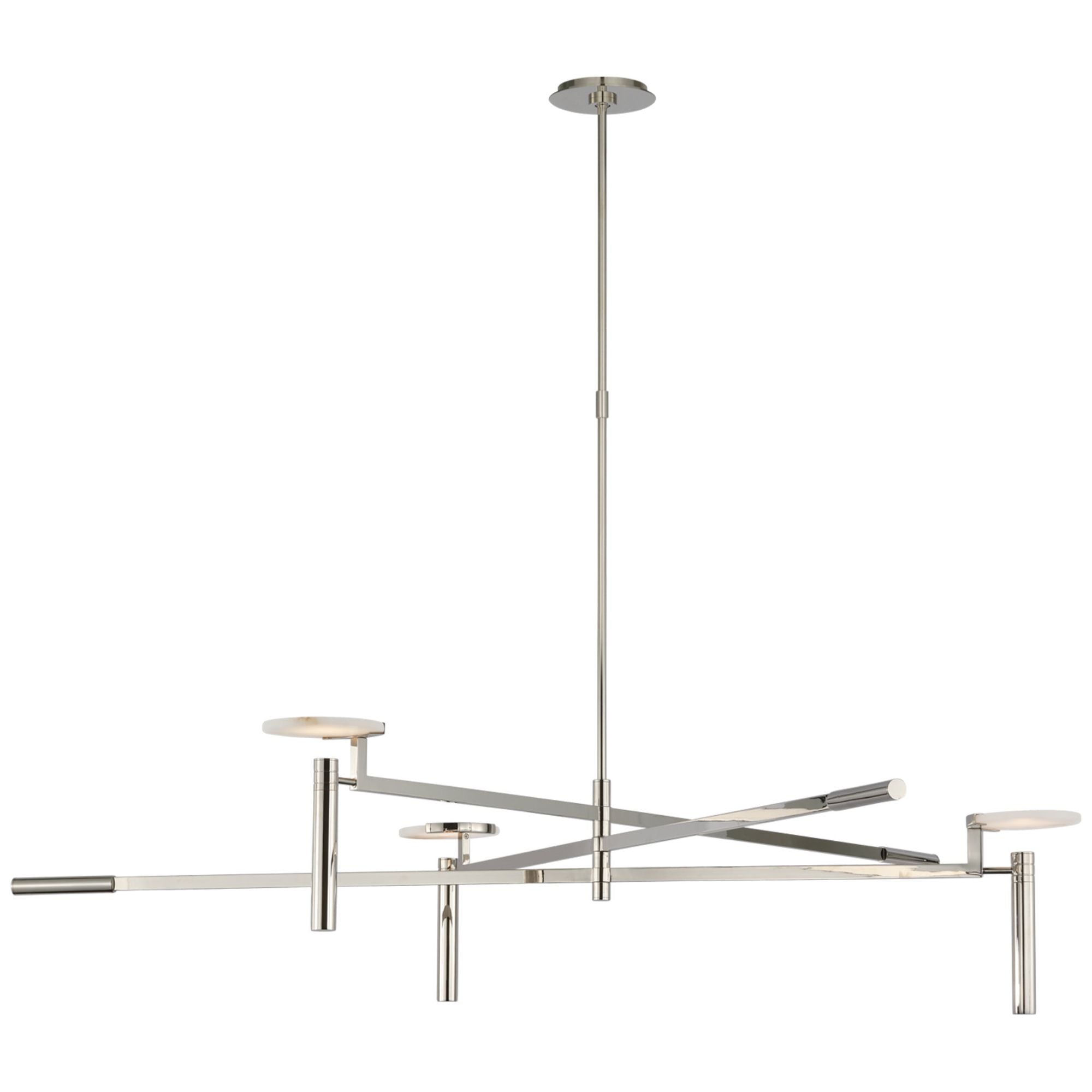Kelly Wearstler Melange Grande Floating Disc Chandelier in Polished Nickel with Alabaster Ceiling Light W60"