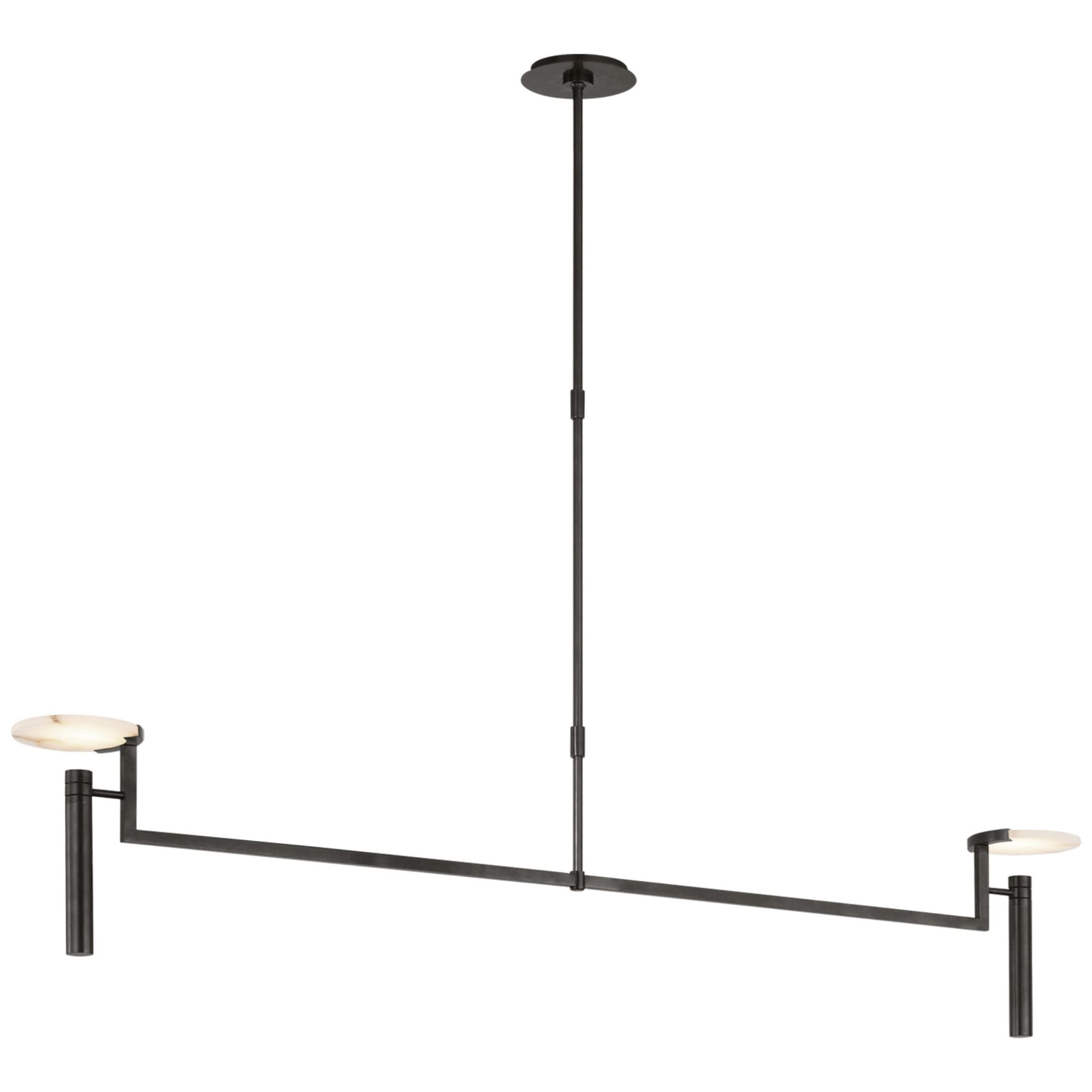 Kelly Wearstler Melange Extra Large Floating Disc Linear Chandelier in Bronze with Alabaster Ceiling Light W60"