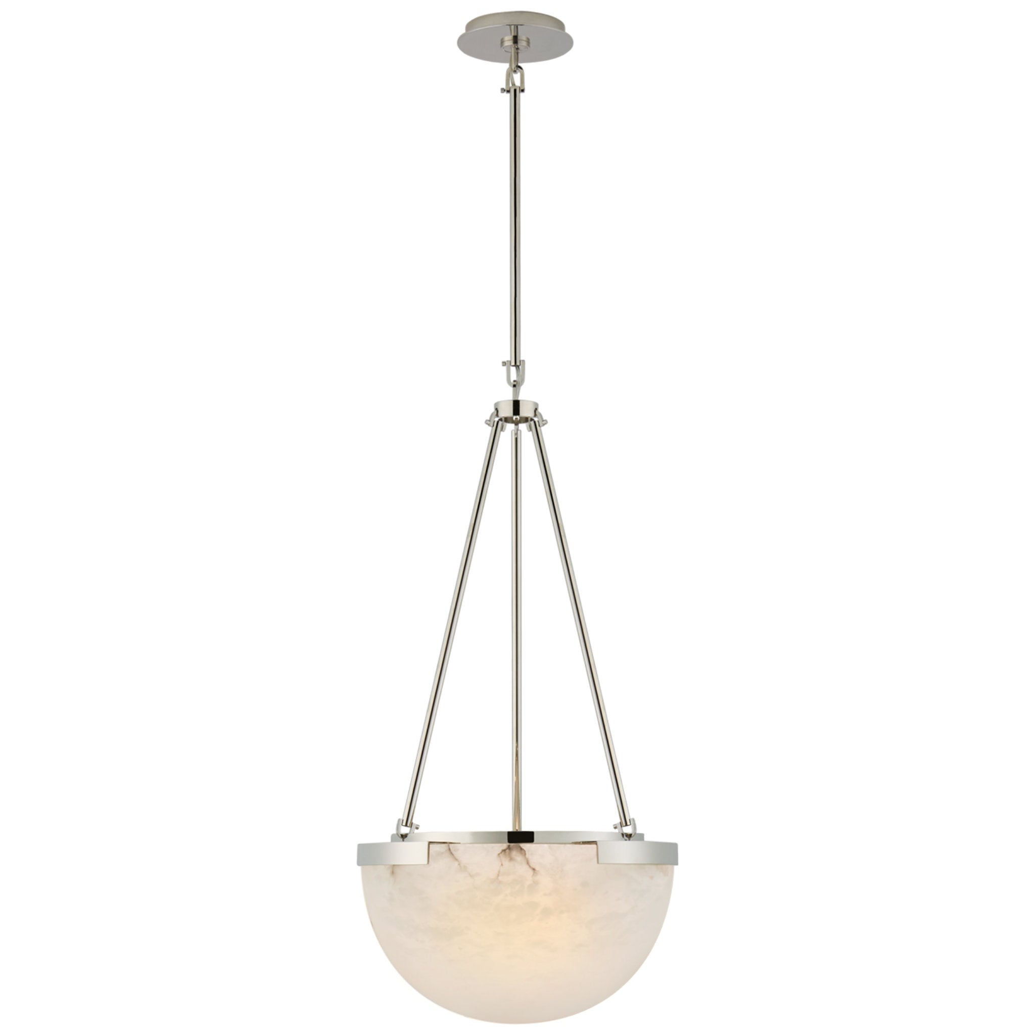 Kelly Wearstler Melange Small Pendant in Polished Nickel with Alabaster Ceiling Light W15"
