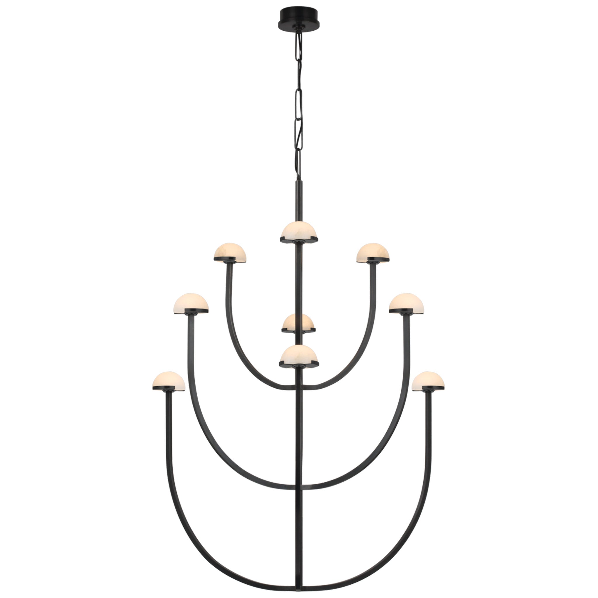 Kelly Wearstler Pedra X-Large Three-Tier Chandelier in Bronze with Alabaster Ceiling Light W35.25" x H52"