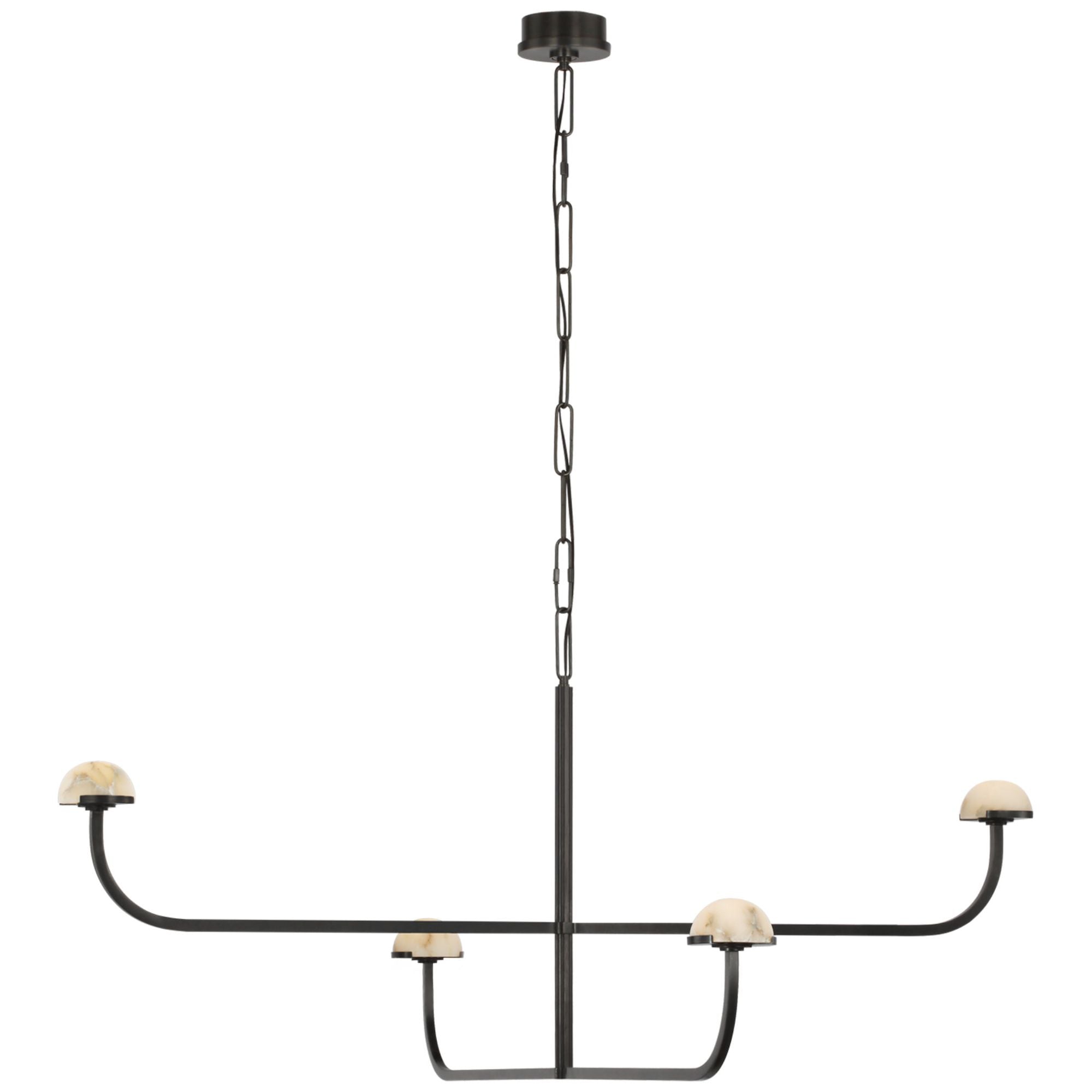 Kelly Wearstler Pedra Two Tier Shallow Chandelier in Bronze with Alabaster Ceiling Light W54.75" x H24.75"