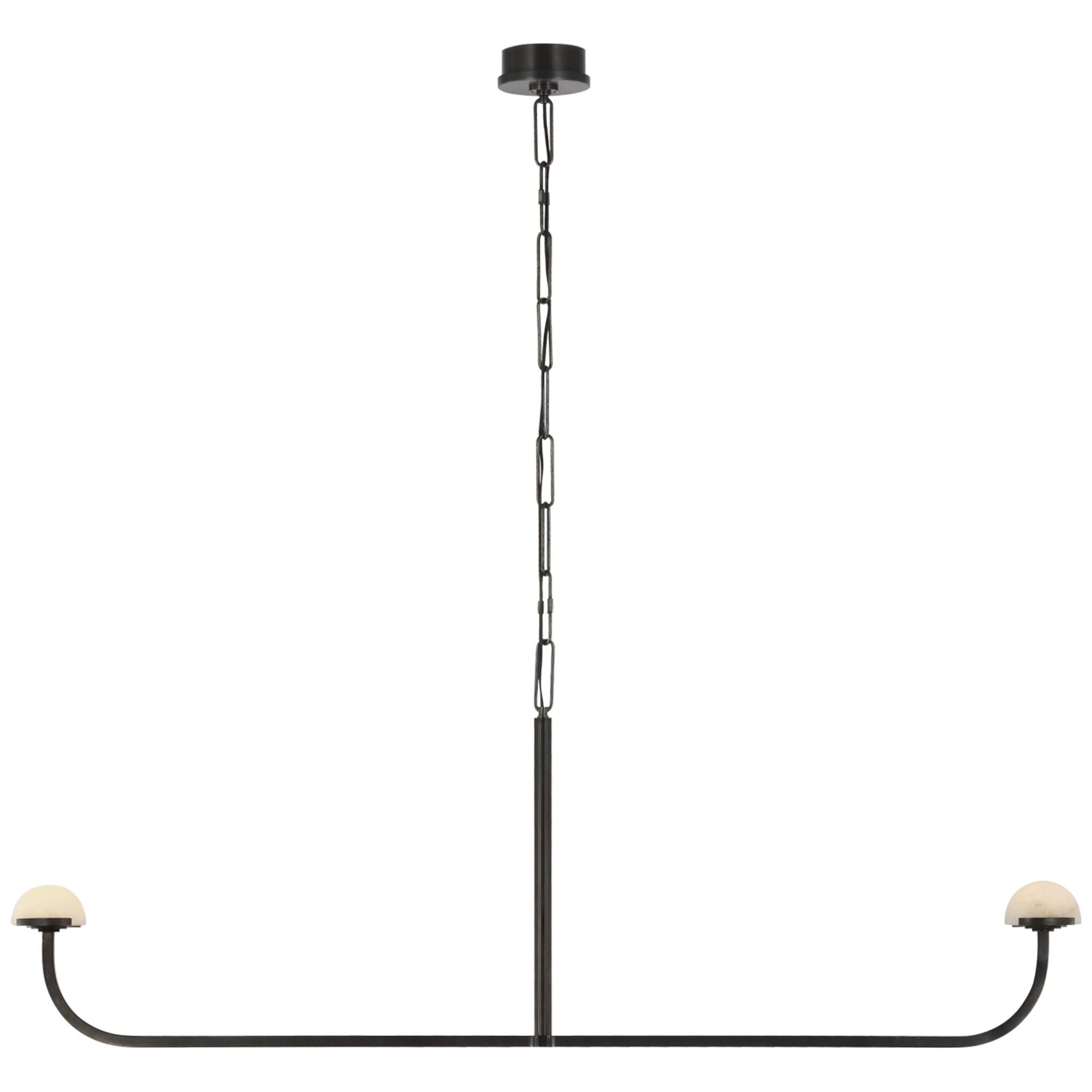 Kelly Wearstler Pedra 56" Linear Chandelier in Bronze with Alabaster Ceiling Light W56.75" x H21.5"