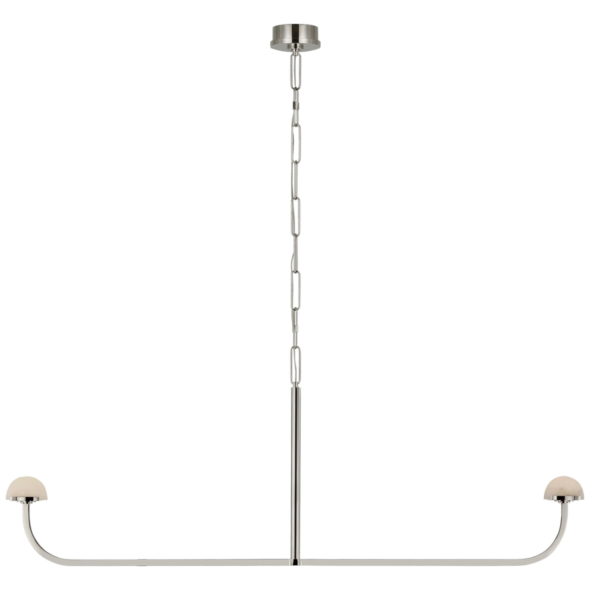 Kelly Wearstler Pedra 56" Linear Chandelier in Polished Nickel with Alabaster Ceiling Light W56.75" x H21.5"