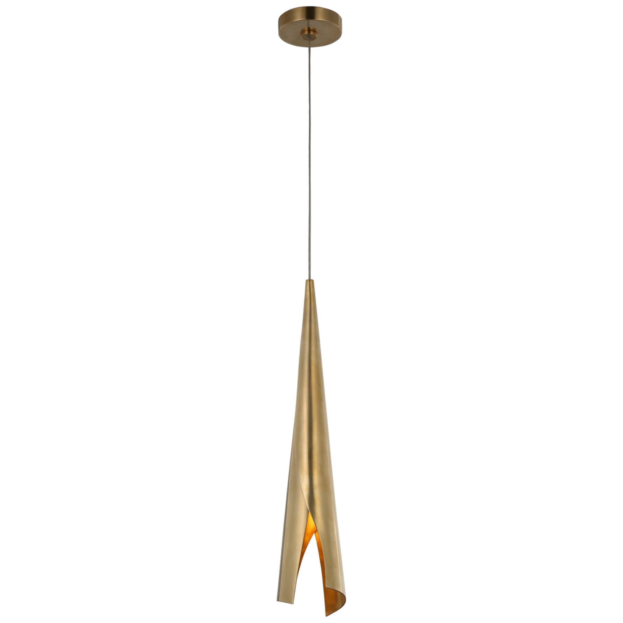 Kelly Wearstler Piel Small Wrapped Pendant in Antique-Burnished Brass Ceiling Light W4.5"