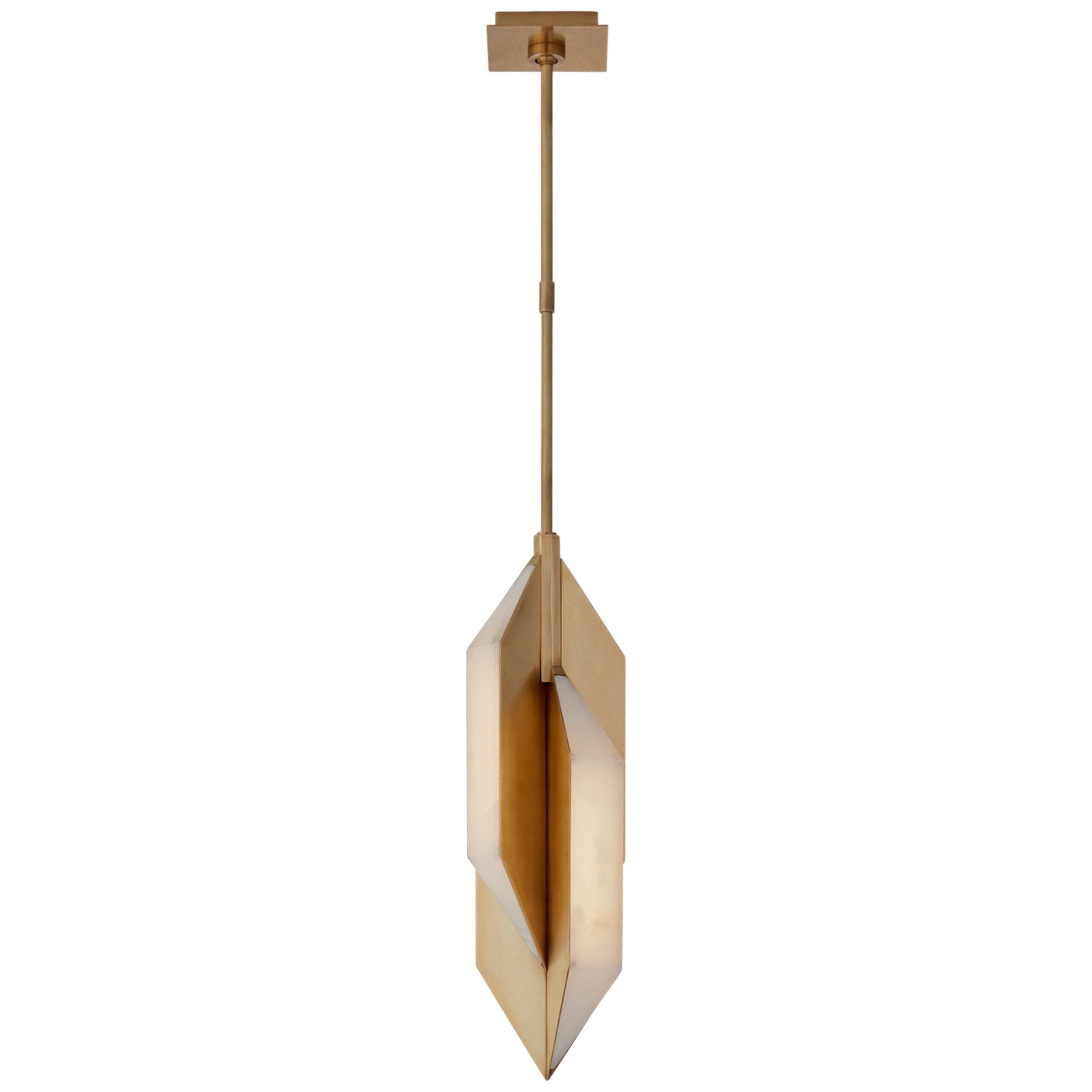 Kelly Wearstler Ophelion Small Pendant in Antique-Burnished Brass with Alabaster Ceiling Light W6"