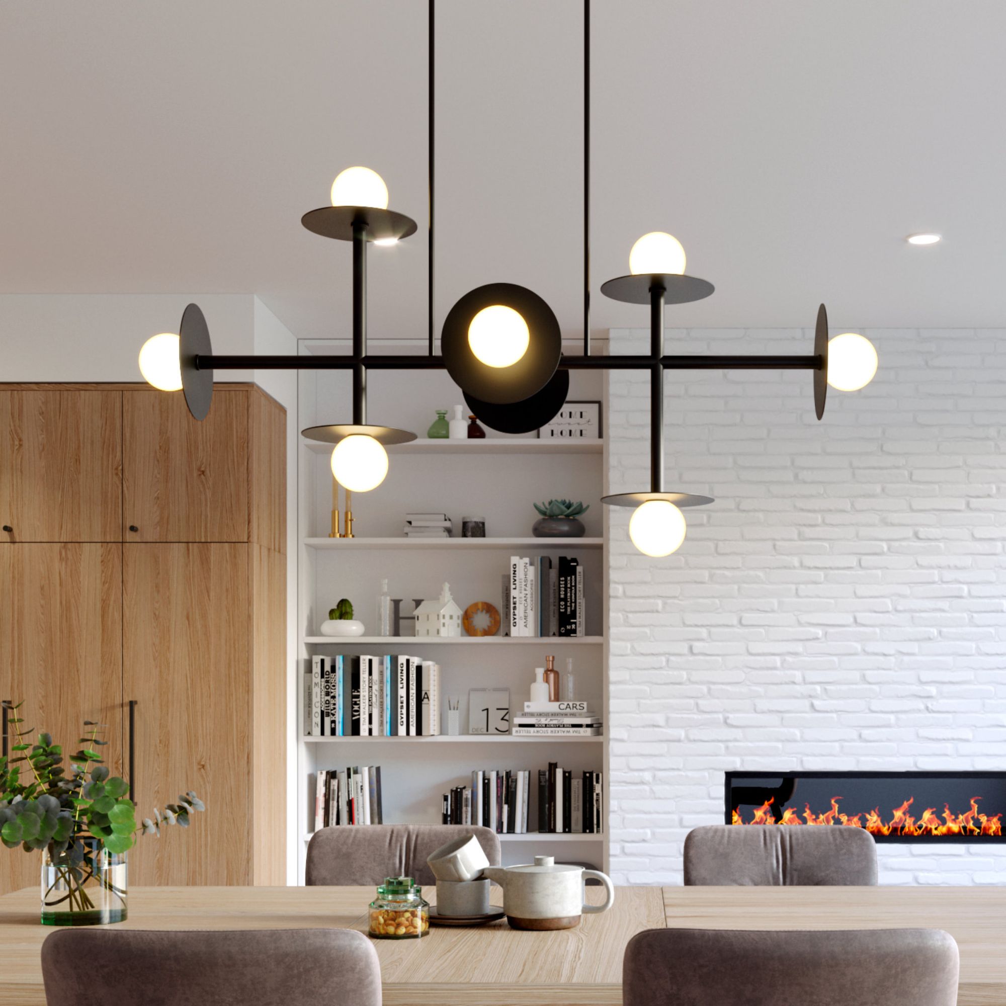 Kelly Wearstler Nodes Large Linear Chandelier in Midnight Black