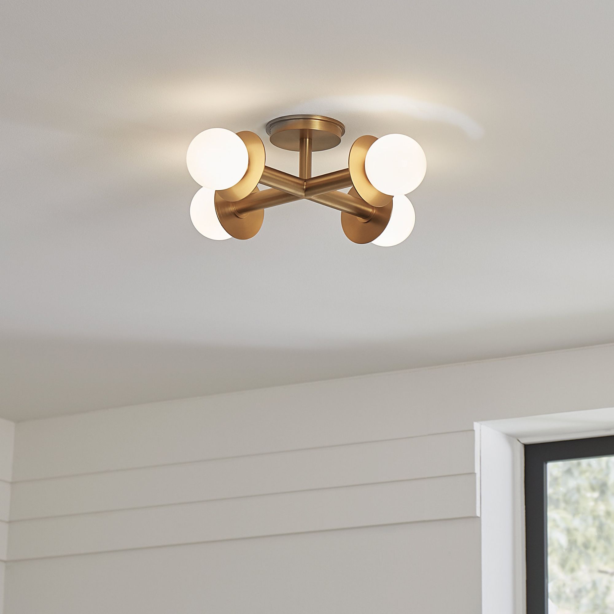 Kelly Wearstler Nodes Semi-Flush Mount in Burnished Brass