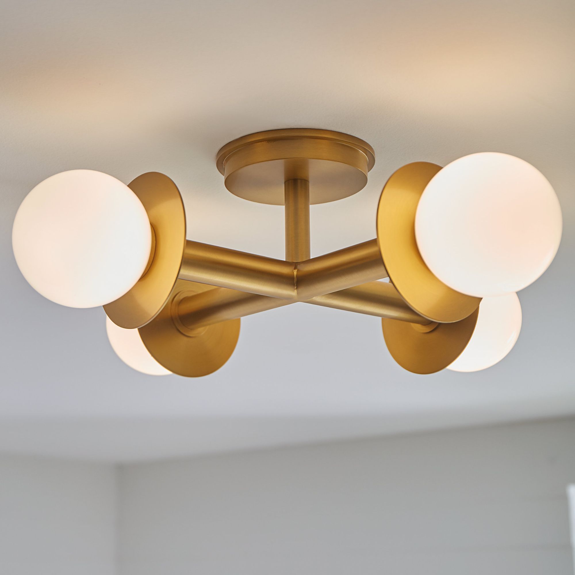 Kelly Wearstler Nodes Semi-Flush Mount in Burnished Brass