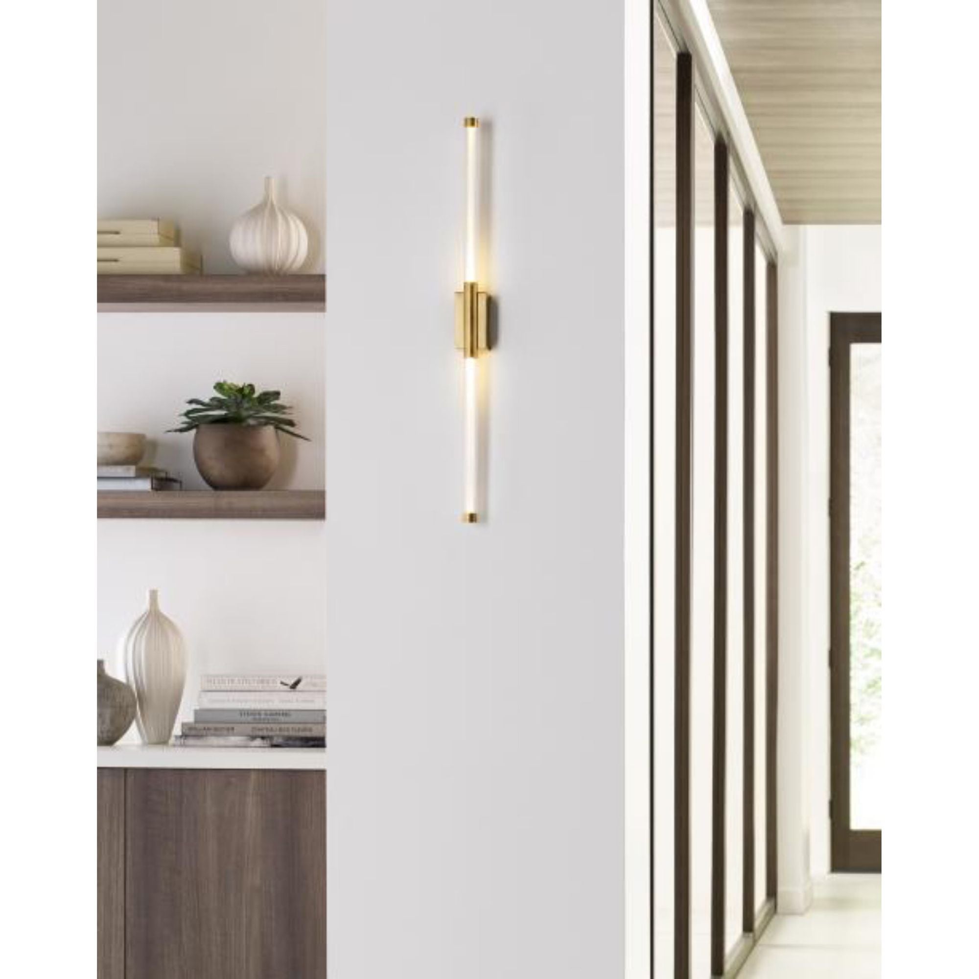 Phobos 2 Light Wall Sconce Line-Voltage Pendants/Suspension 2-Light LED 2700K Natural Brass by Kelly Wearstler