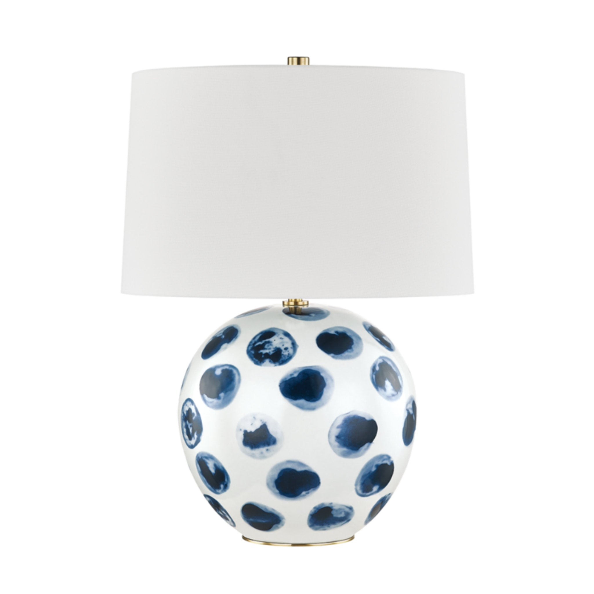 Blue Point 1-Light Table Lamp in White Bisque/Blue Dots 16L x 16W x 22H