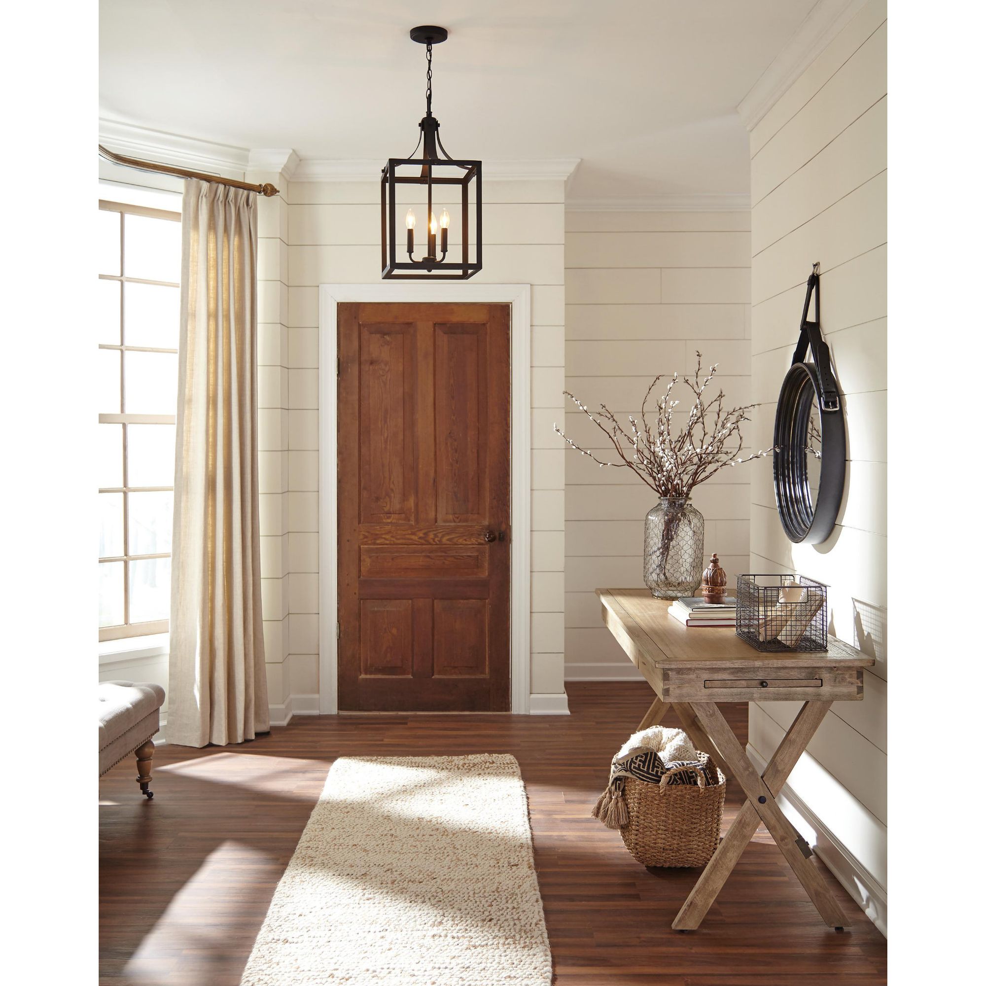 Labette Small Three Light Hall / Foyer LED Traditional Pendant 10" Width 19.75" Height Steel in Black