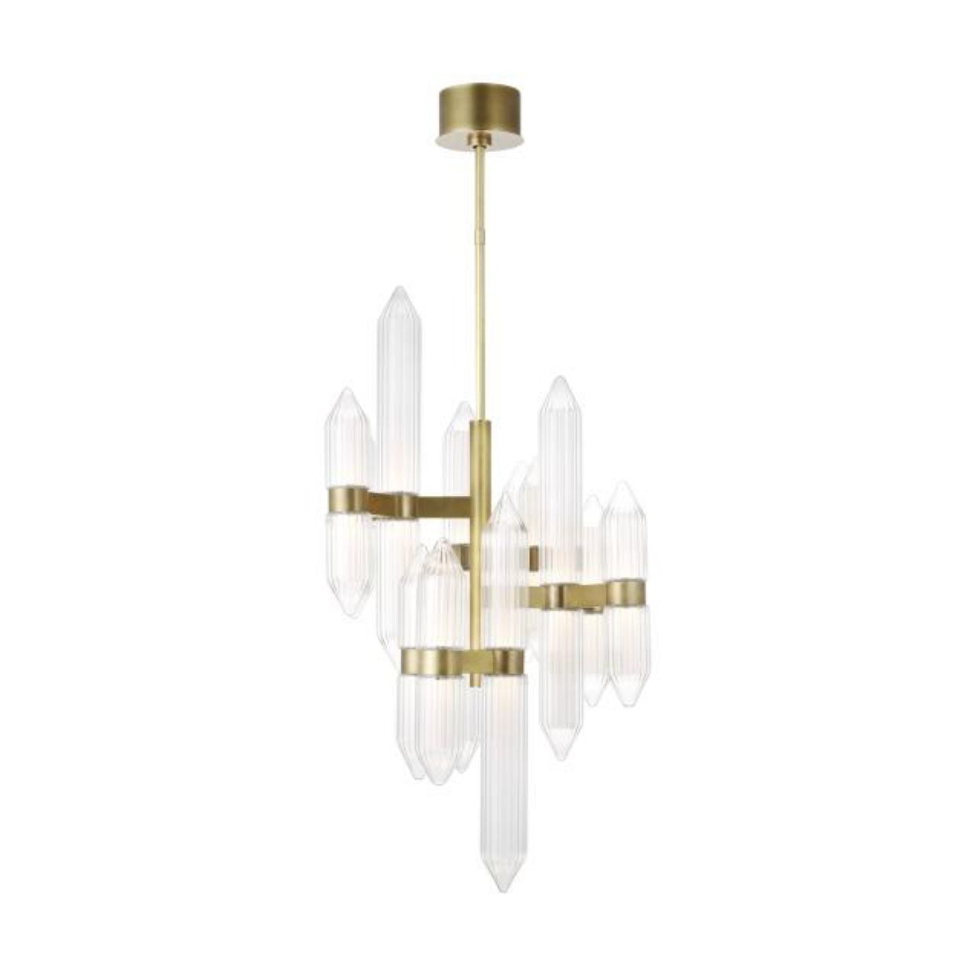 Langston Medium Chandelier ESSENCE 12-Light LED 2700K Plated Brass by Avroko