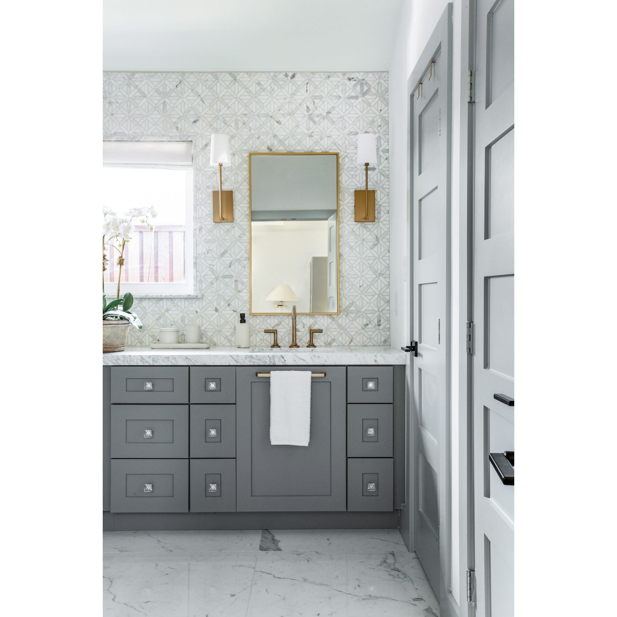 Lena 1 Light Vibrant Gold Sconce Silk Shade 4.5"W x 18"H x 7"D