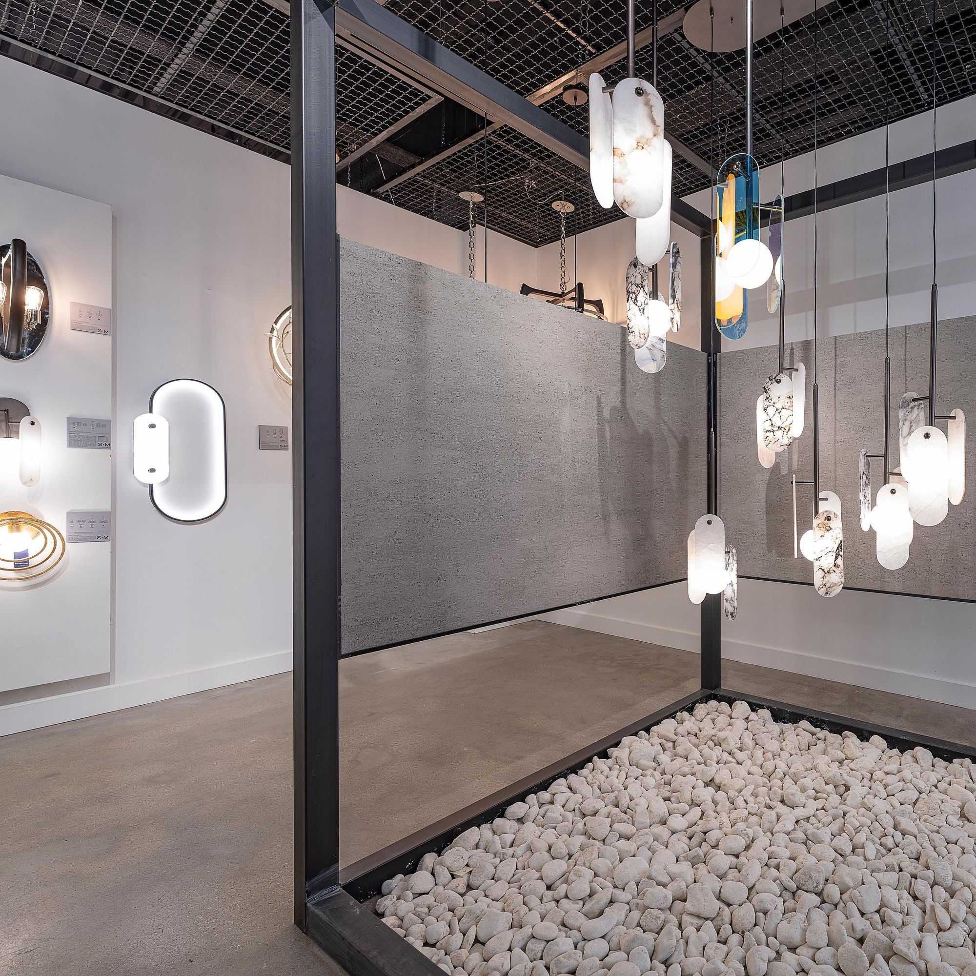 Studio M SM24801WABK Stonewall White Alabaster LED Wall Decor in Black by Nina Magon