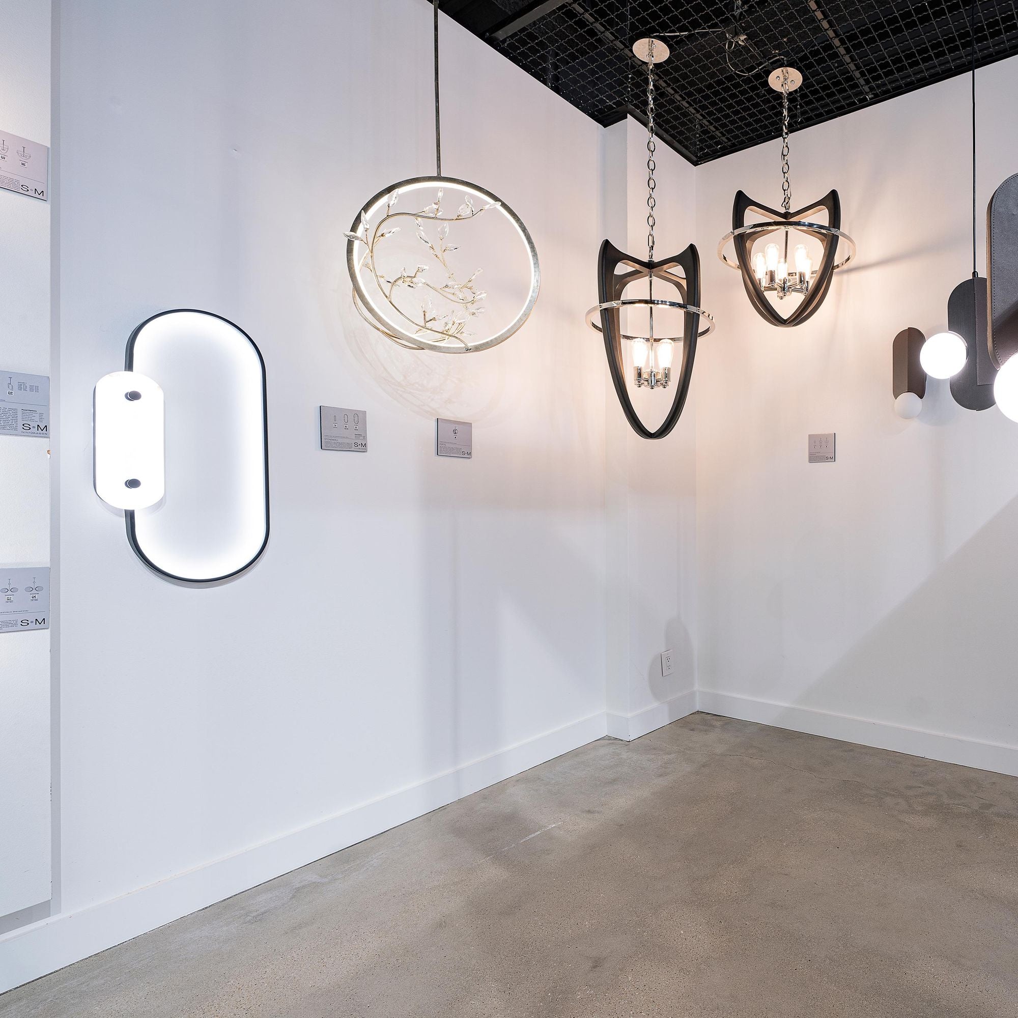 Studio M SM24801WABK Stonewall White Alabaster LED Wall Decor in Black by Nina Magon