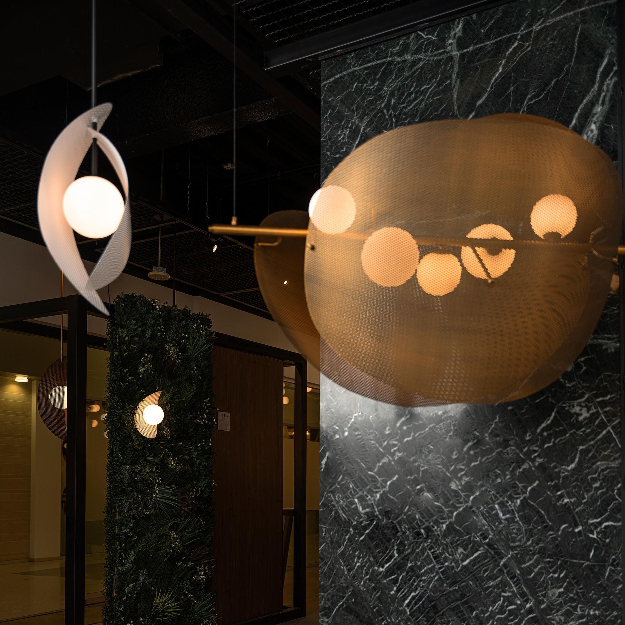 Studio M SM32305SWNAB Chips 5-Light - Brass Linear Pendant in Natural Aged Brass by Mat Sanders