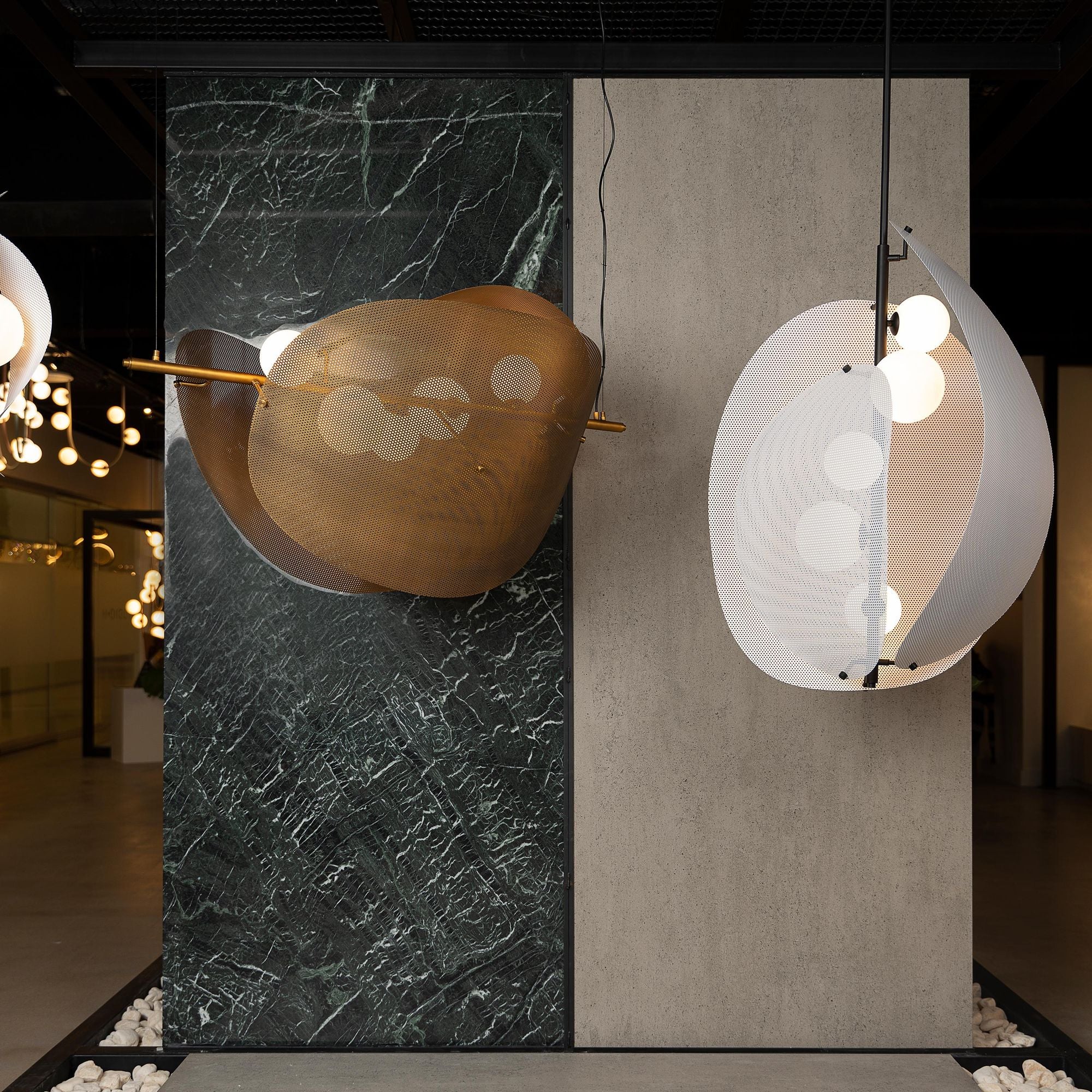 Studio M SM32305SWNAB Chips 5-Light - Brass Linear Pendant in Natural Aged Brass by Mat Sanders