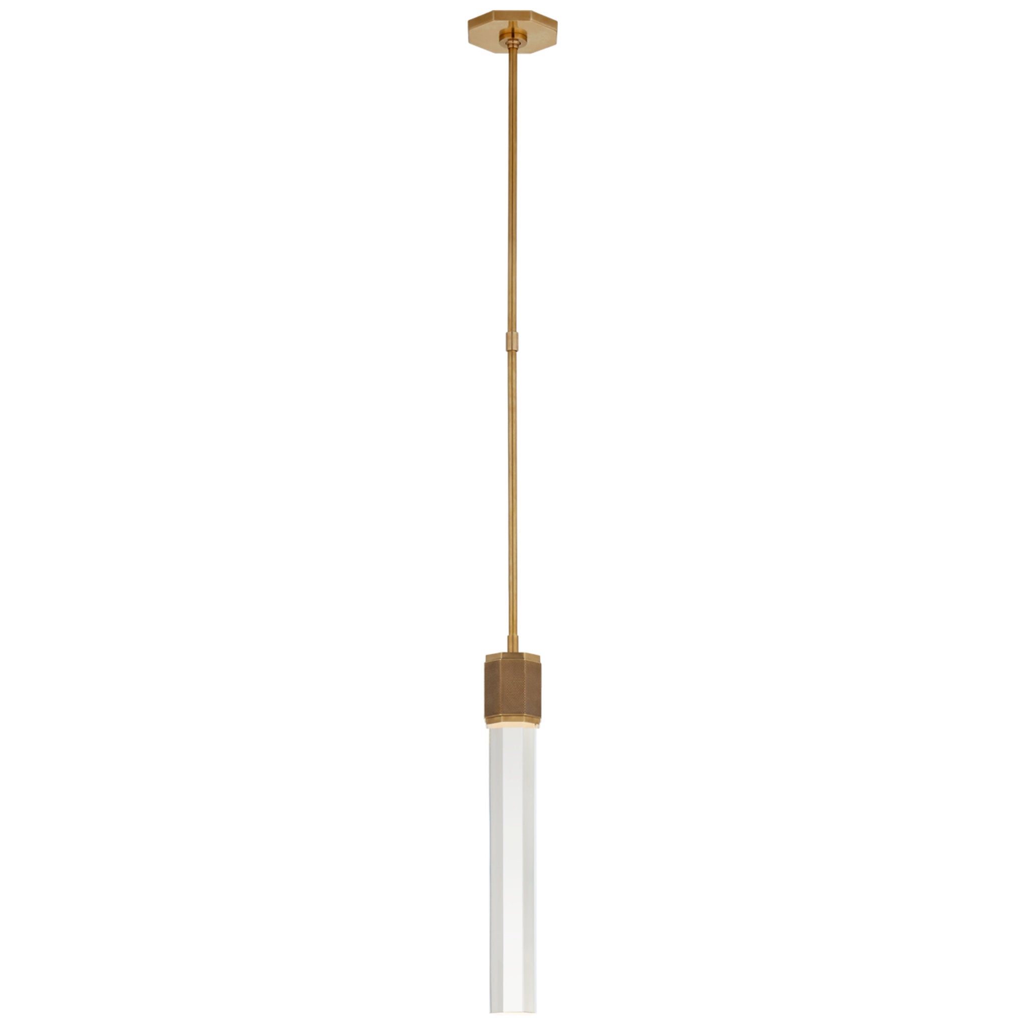 Lauren Rottet Fascio Single Pendant in Hand-Rubbed Antique Brass with Crystal Ceiling Light W3"
