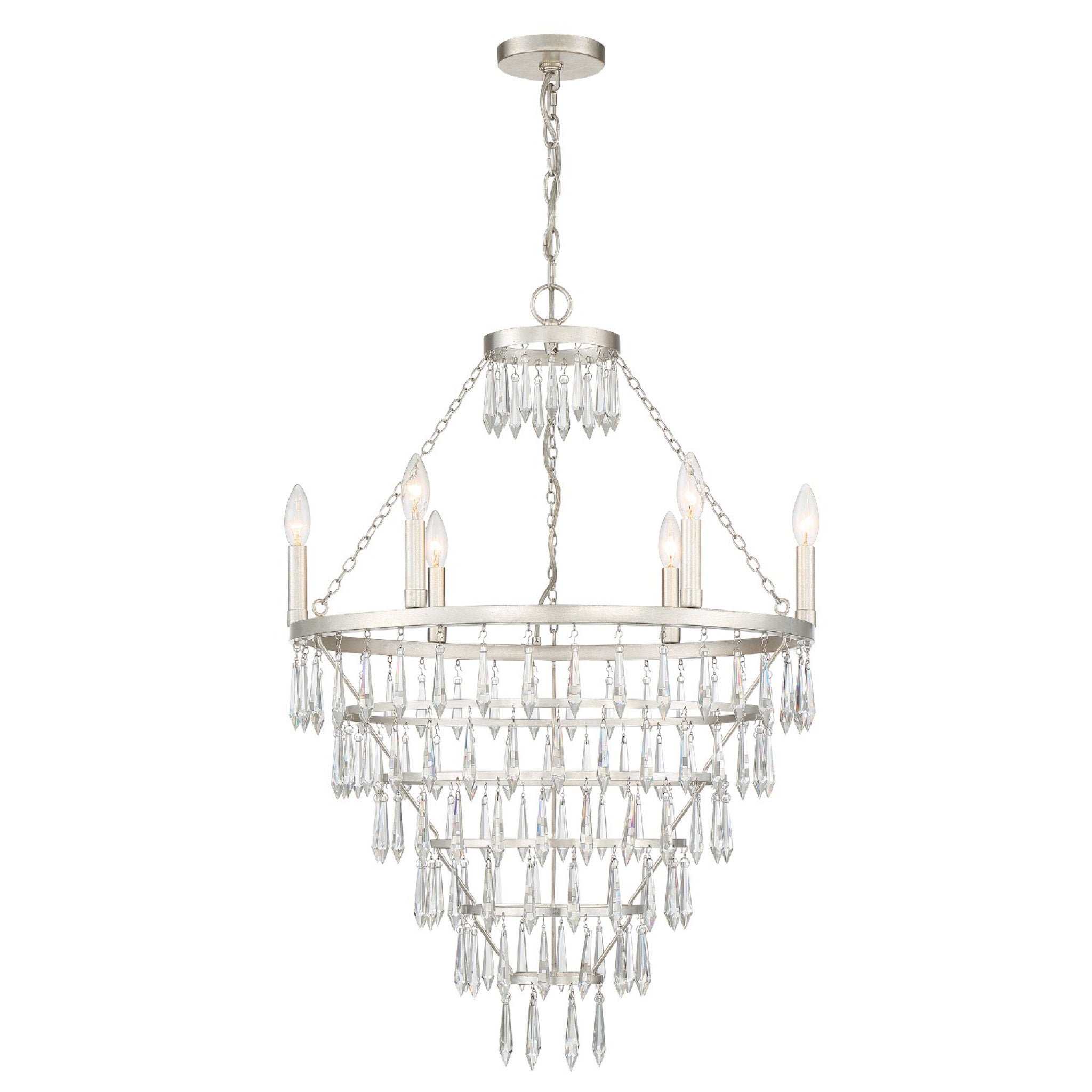 Lucille 24'' Antique Silver Chandelier Silver 24"W x 35"H x 24"D