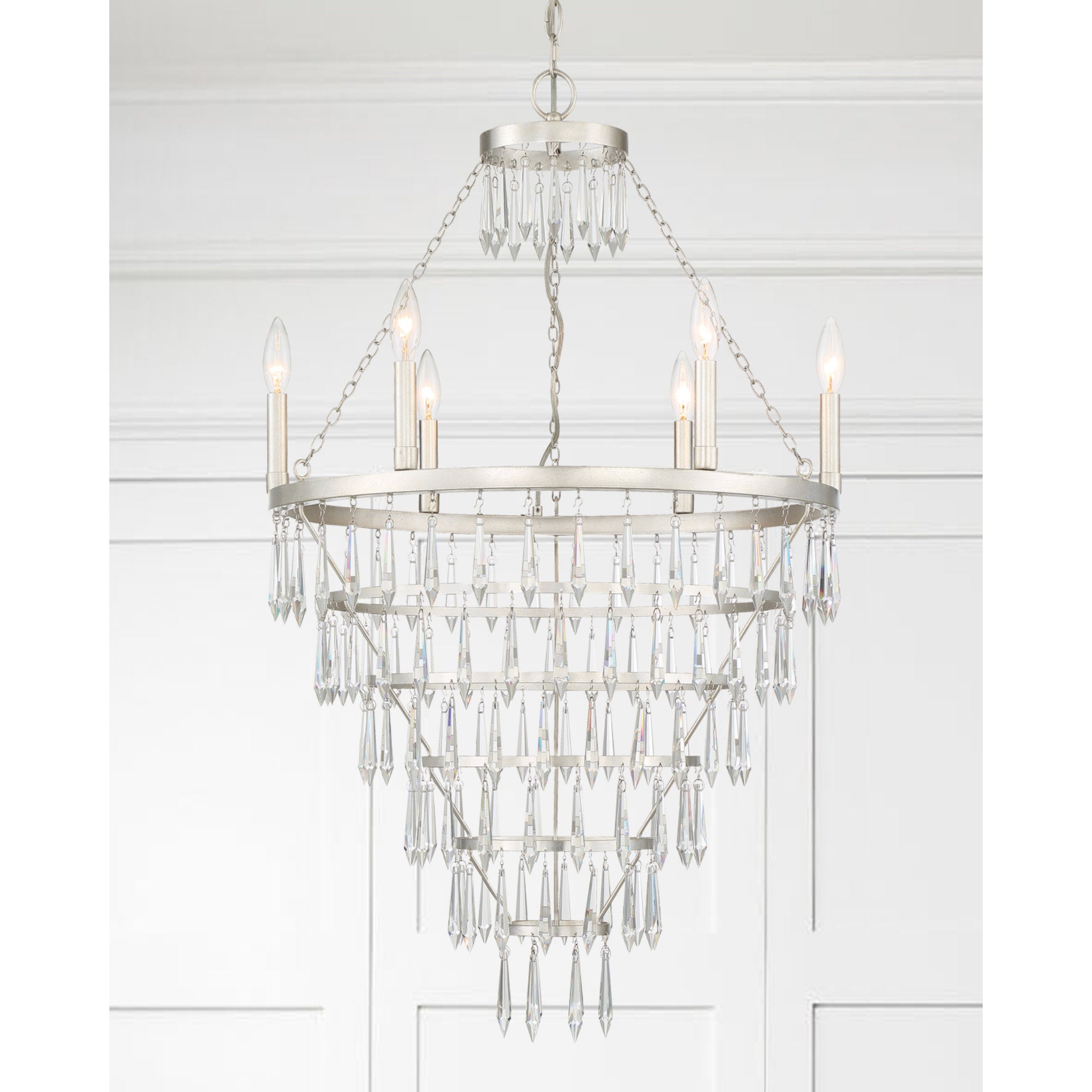 Lucille 24'' Antique Silver Chandelier Silver 24"W x 35"H x 24"D