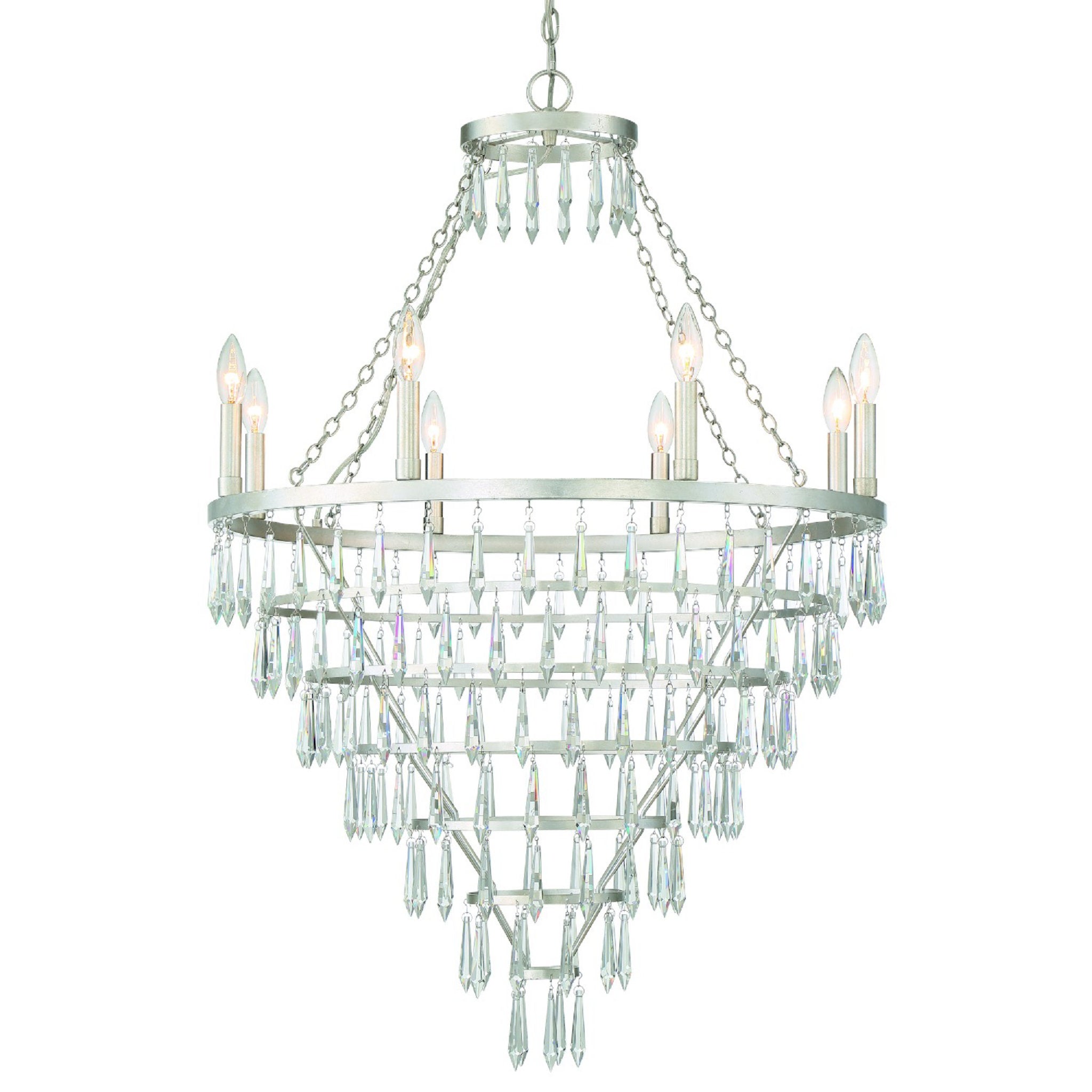 Lucille 28'' Antique Silver Chandelier Silver 28"W x 40.75"H x 28"D