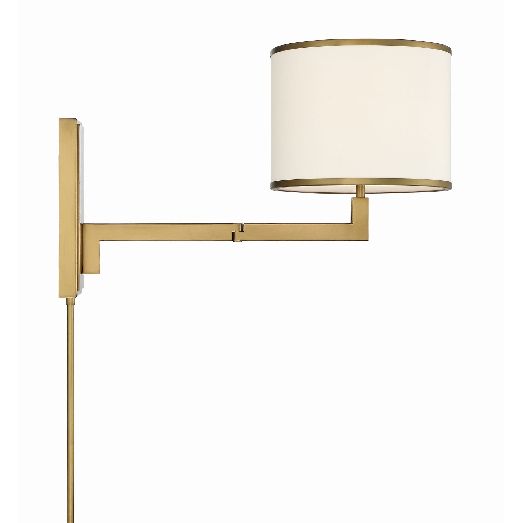 Madison 1 Light Aged Brass Swing Arm Sconce Silk Shade 10"W x 13"H x 21.25"D