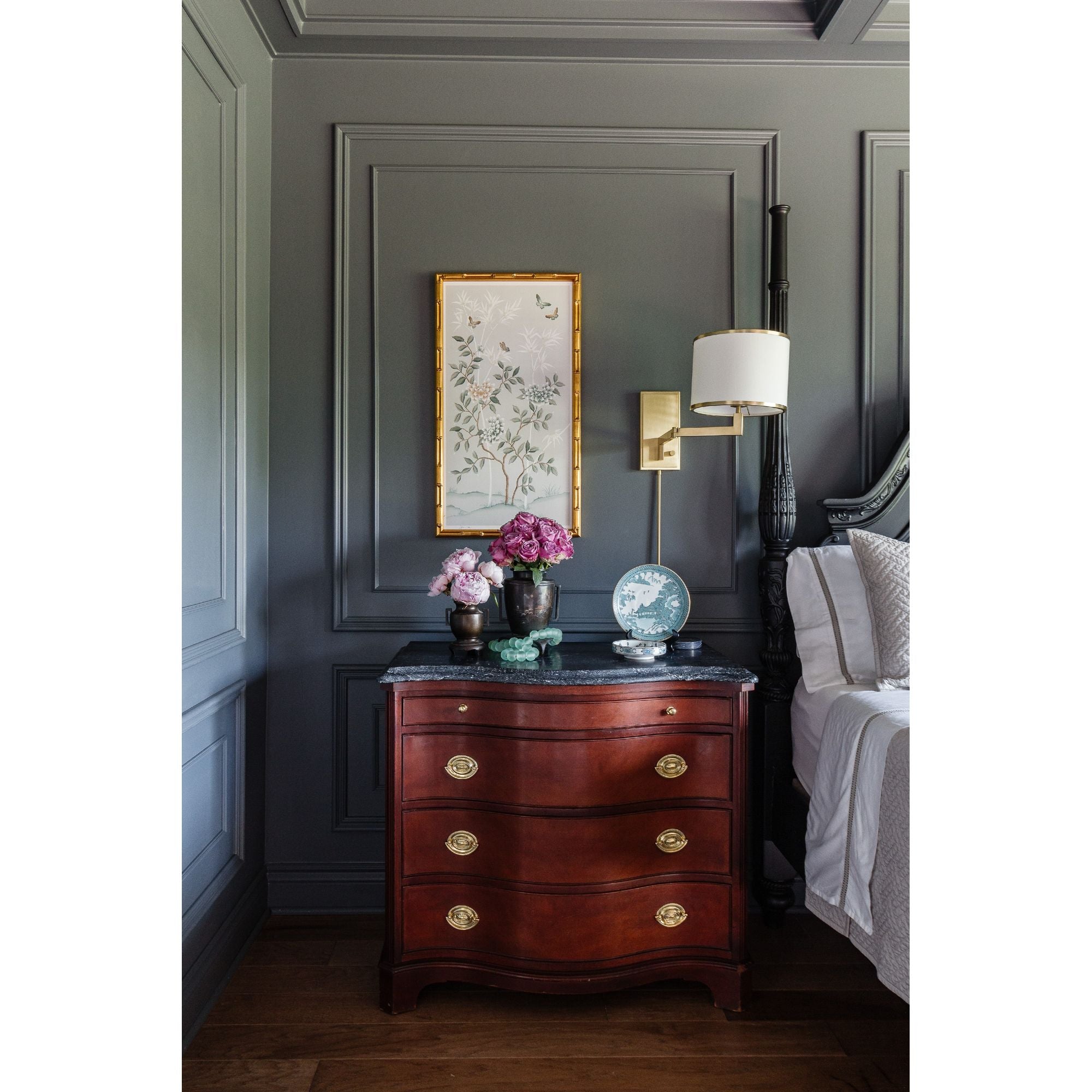 Madison 1 Light Aged Brass Swing Arm Sconce Silk Shade 10"W x 13"H x 21.25"D