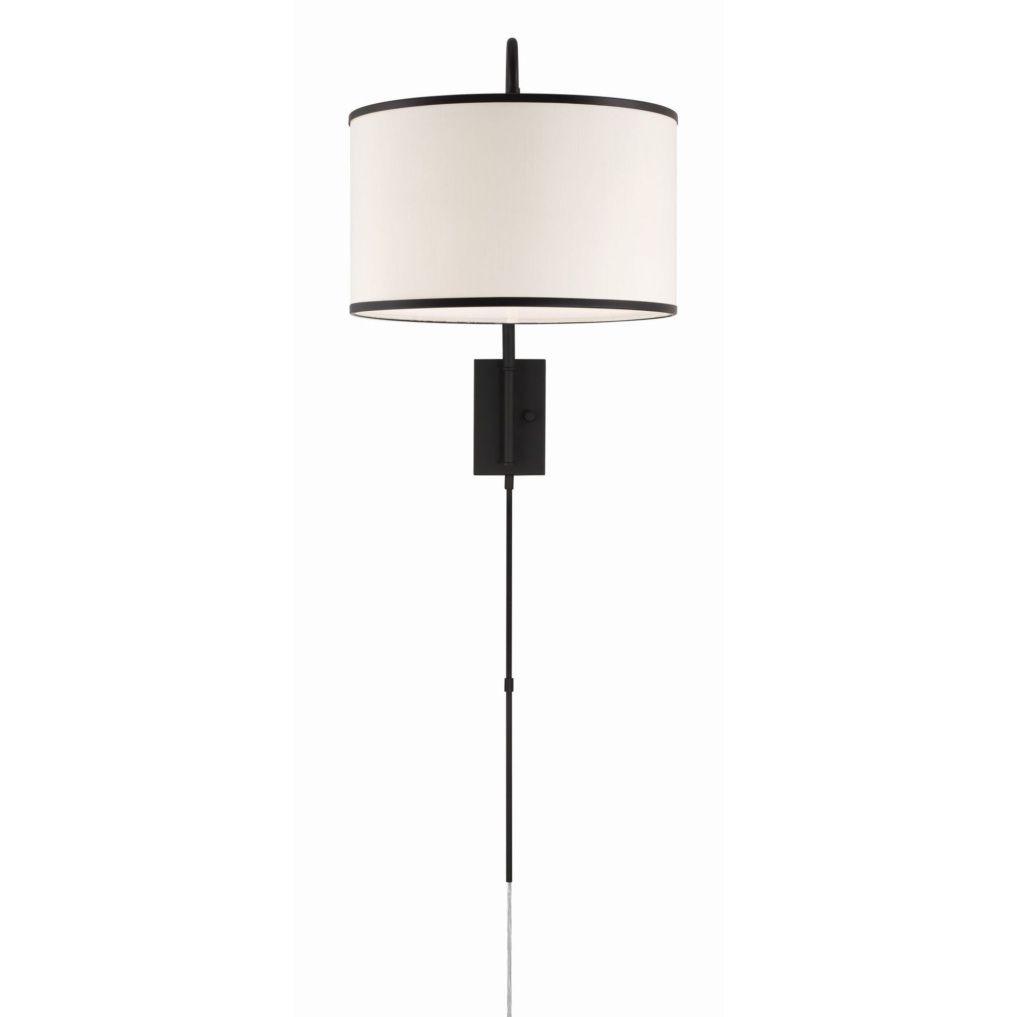 Mallory 1 Light Matte Black Swing Arm Sconce Linen Shade 15"W x 22"H x 50.5"D