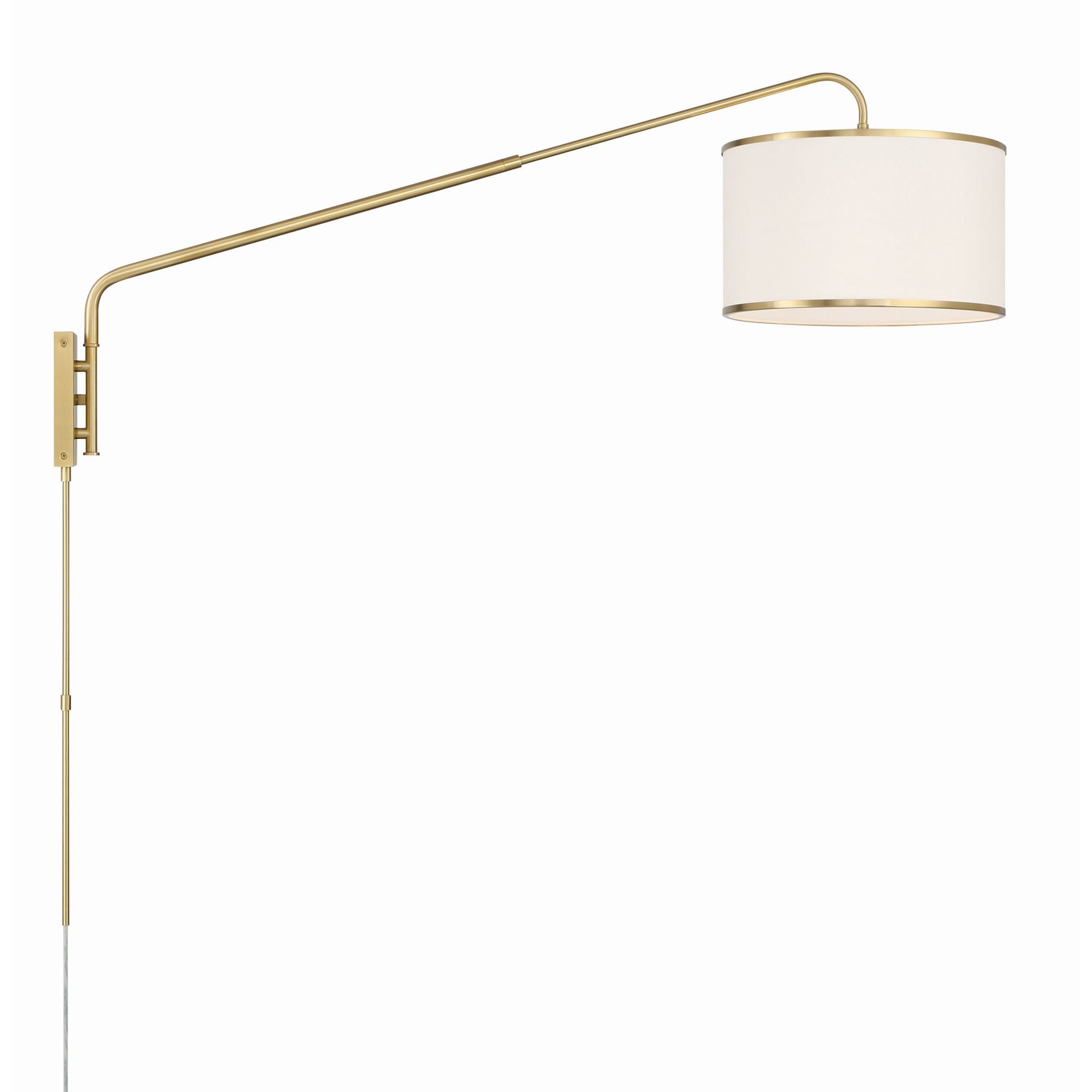Mallory 1 Light Soft Brass Swing Arm Sconce Linen Shade 15"W x 22"H x 50.5"D