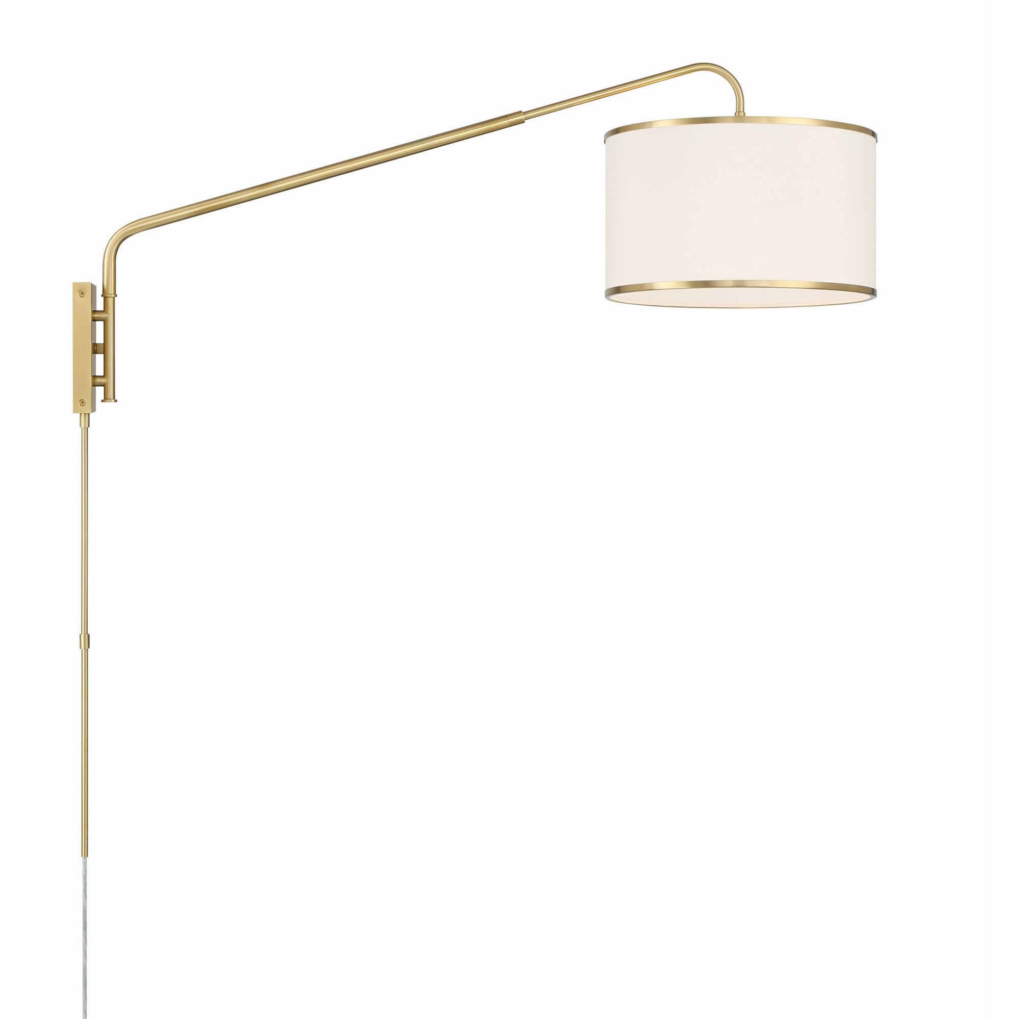 Mallory 1 Light Soft Brass Swing Arm Sconce Linen Shade 15"W x 22"H x 50.5"D