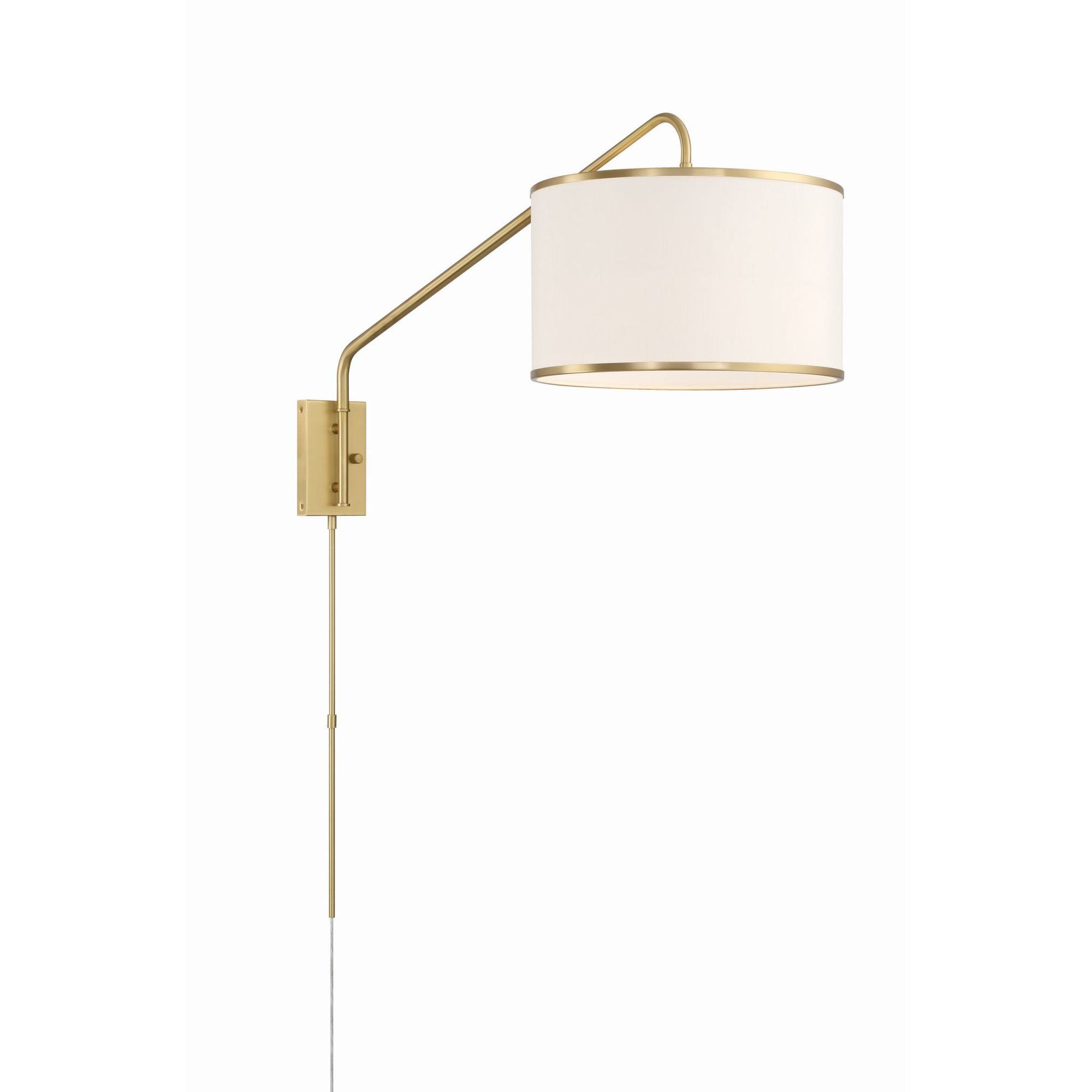Mallory 1 Light Soft Brass Swing Arm Sconce Linen Shade 15"W x 22"H x 50.5"D