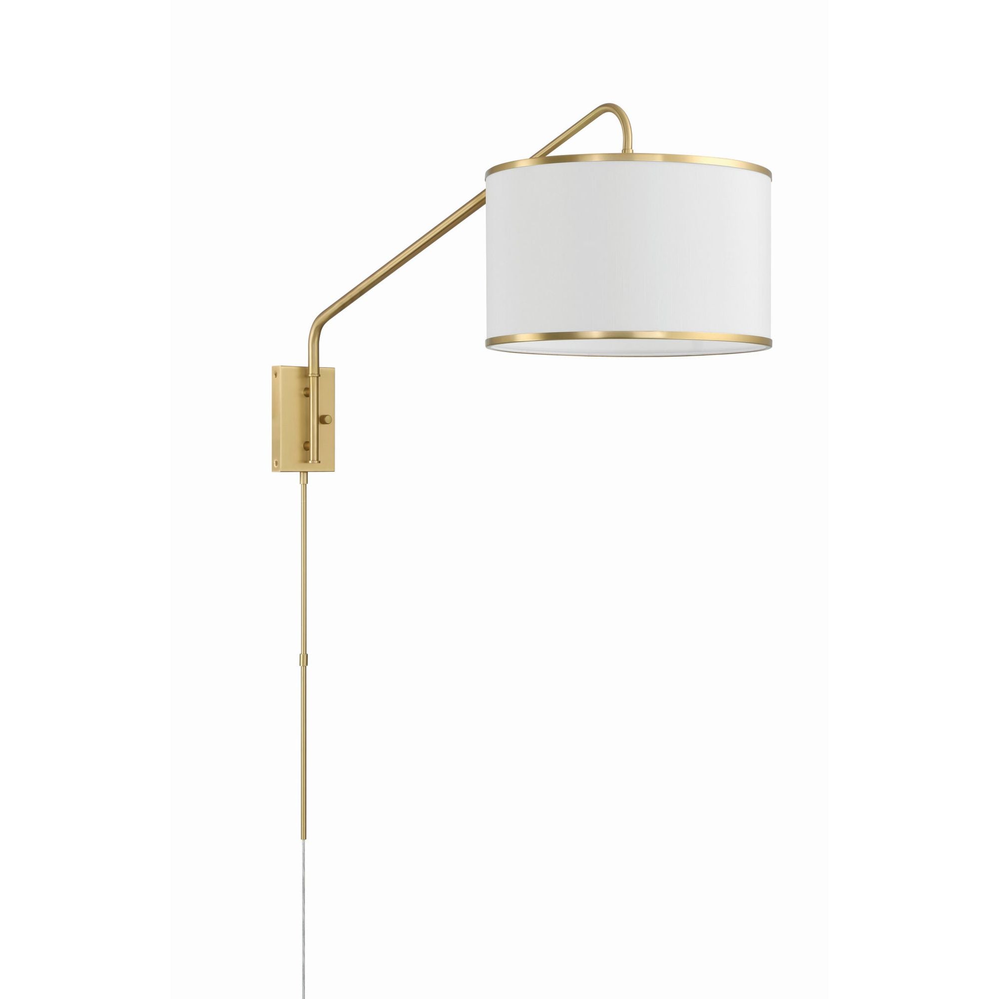 Mallory 1 Light Soft Brass Swing Arm Sconce Linen Shade 15"W x 22"H x 50.5"D