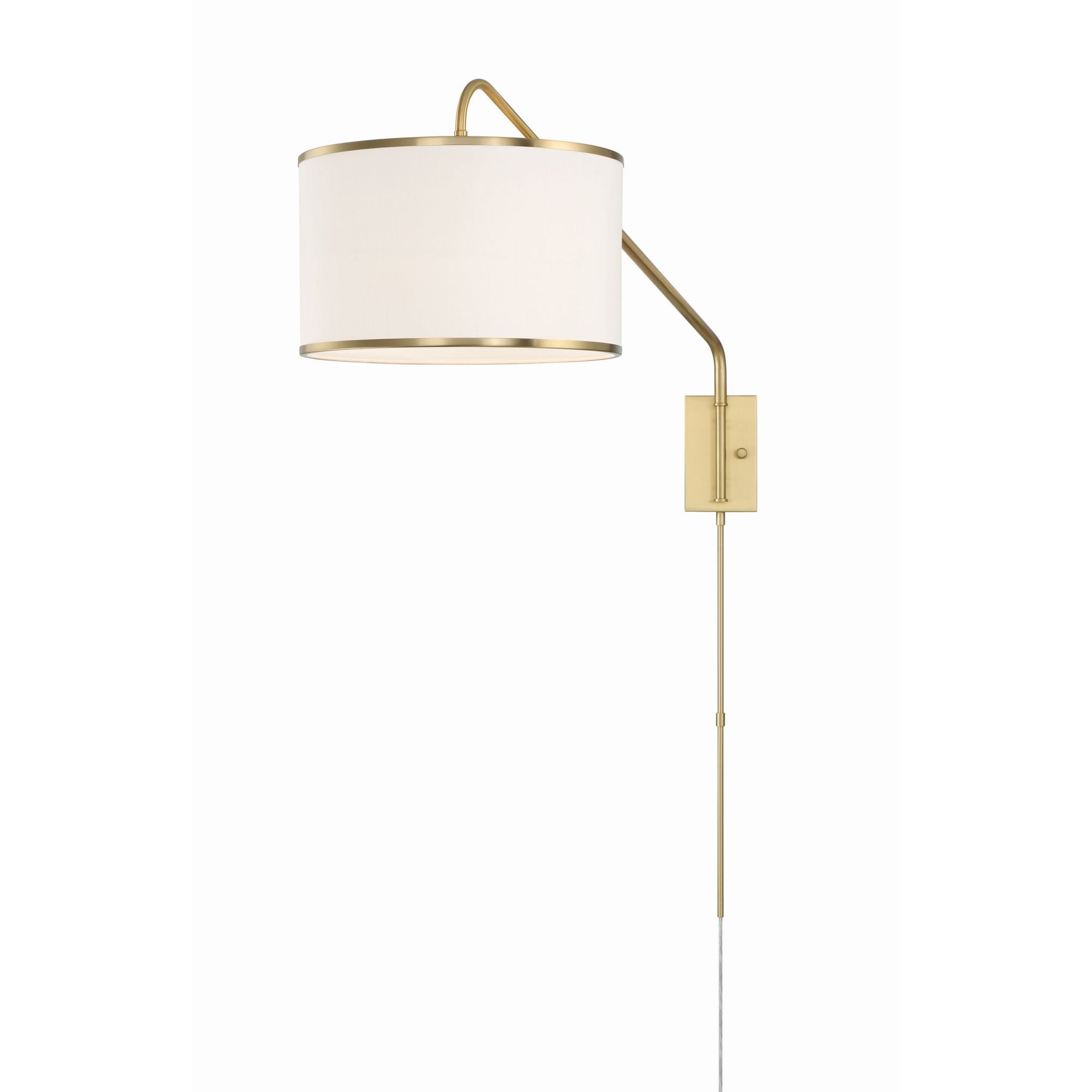 Mallory 1 Light Soft Brass Swing Arm Sconce Linen Shade 15"W x 22"H x 50.5"D