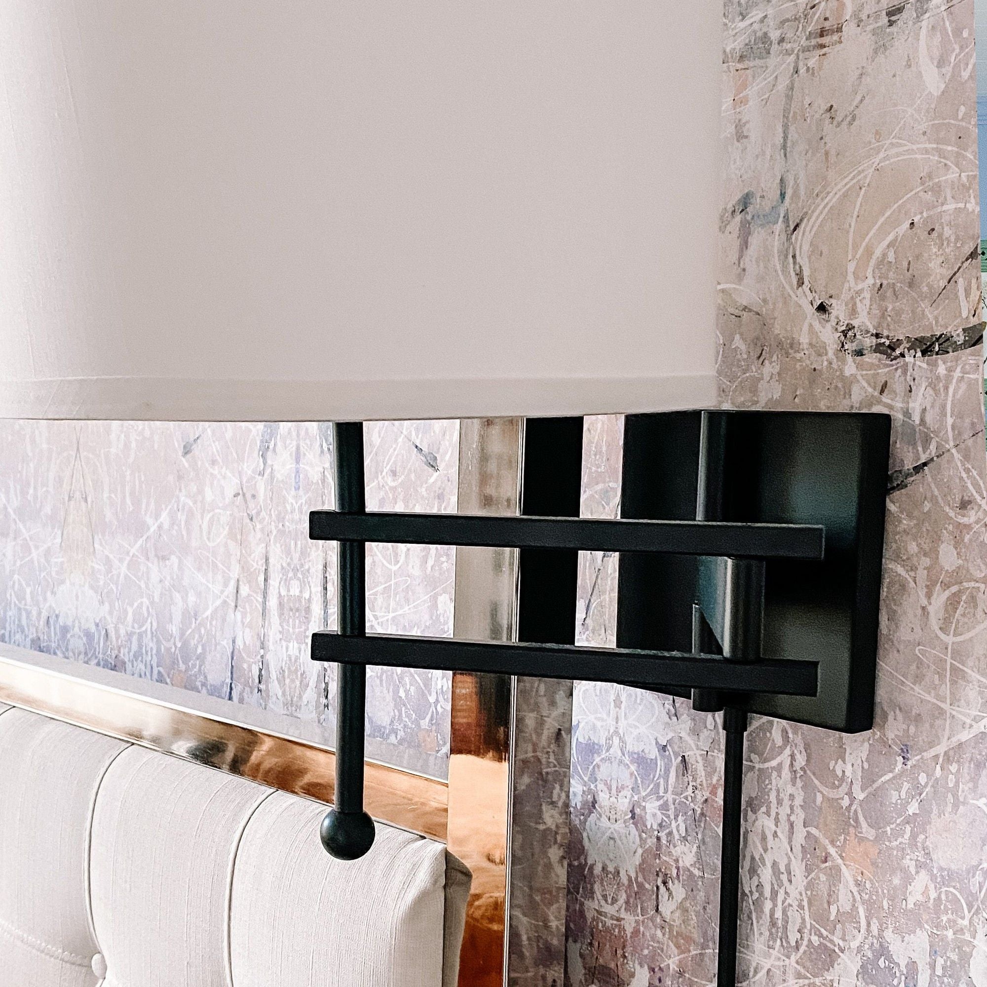 Marshall 1 Light Matte Black Swing Arm Sconce Silk Shade 12.5"W x 18"H x 20.5"D