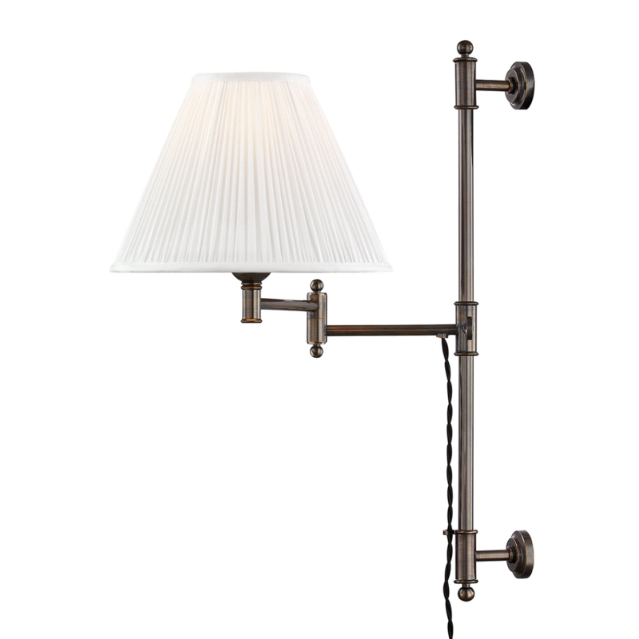 Classic No.1 1-Light Plug-in Sconce in Distressed Bronze by Mark D. Sikes 10W x 29H