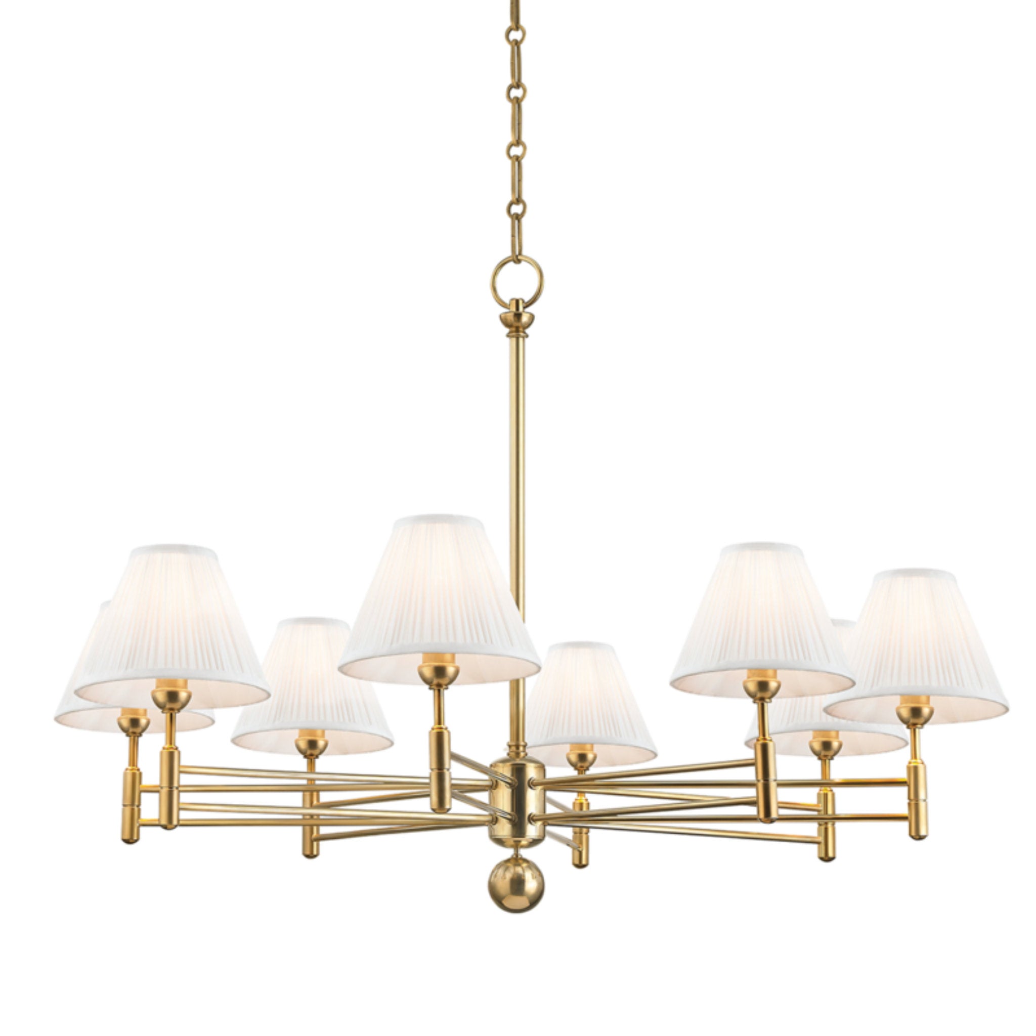 Classic No.1 8-Light Chandelier in Aged Brass by Mark D. Sikes 40L x 40W x 25.75H