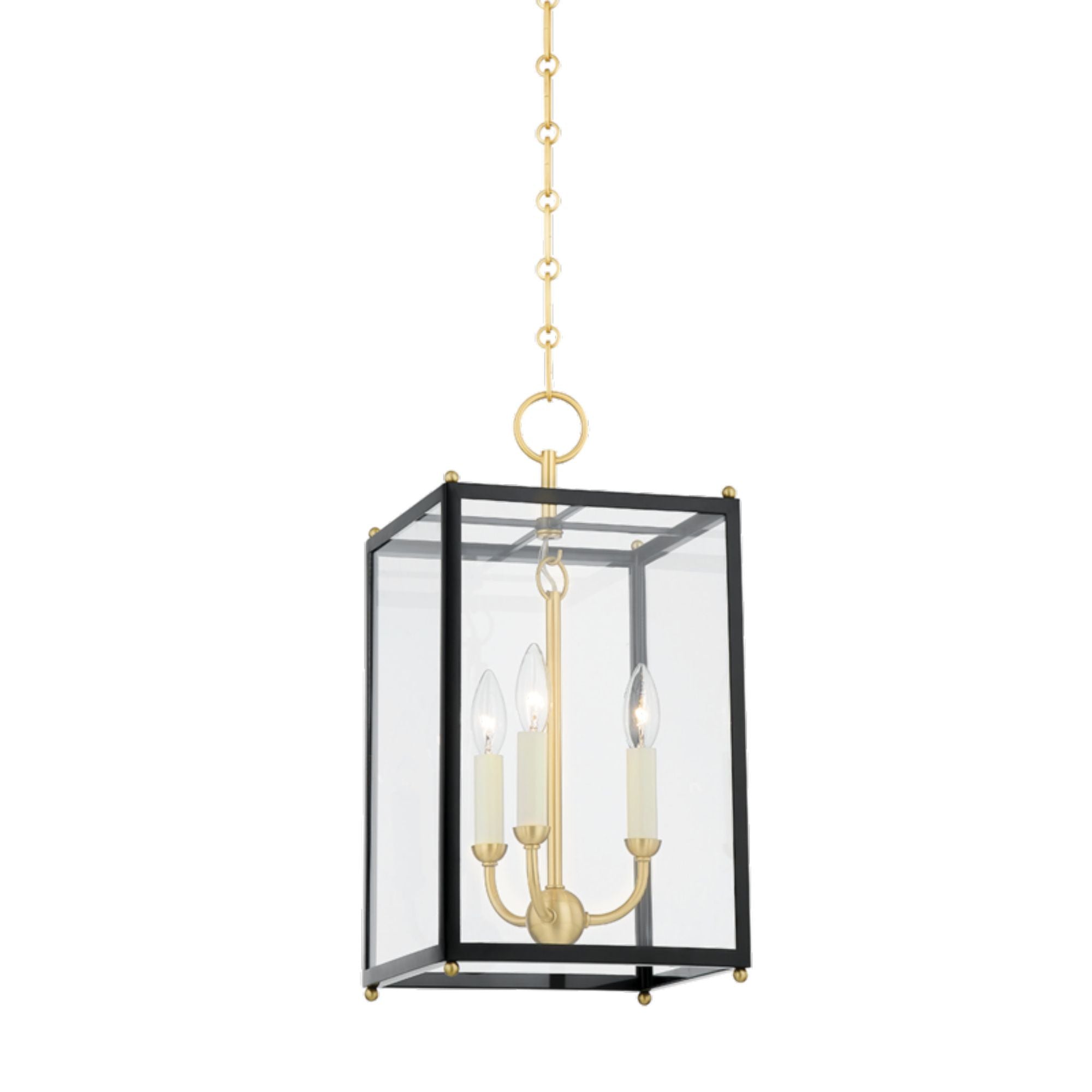 Chaselton 3-Light Lantern in Aged Brass by Mark D. Sikes 10L x 10W x 19.5H (Darkest Blue)