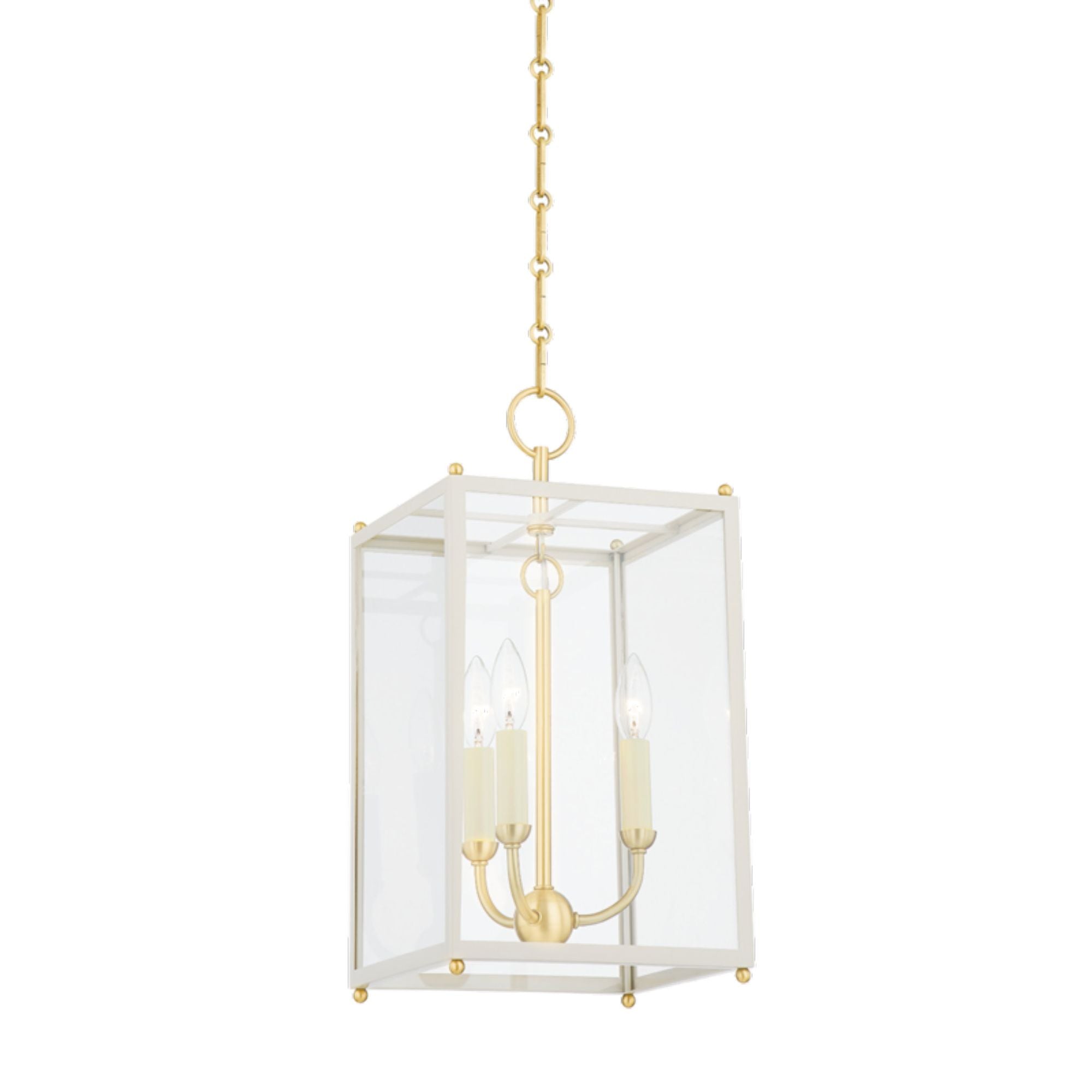 Chaselton 3-Light Lantern in Aged Brass by Mark D. Sikes 10L x 10W x 19.5H (Off-White)