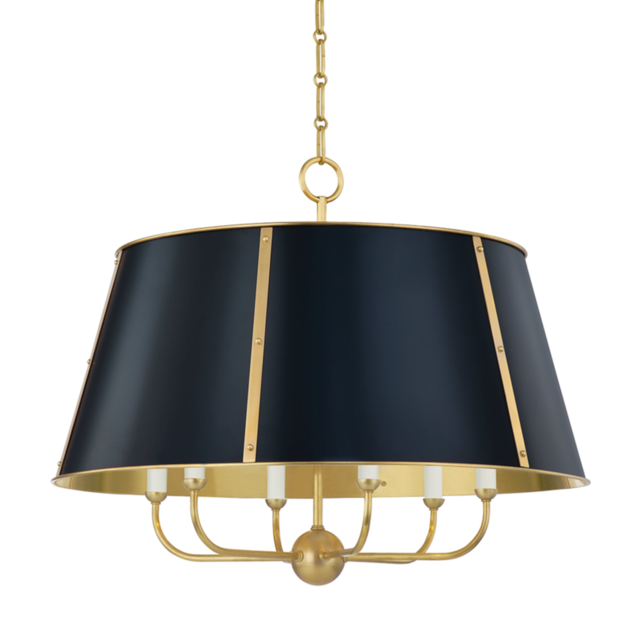 Cambridge 6-Light Chandelier in Aged Brass/Darkest Blue by Mark D. Sikes 28.5L x 28.5W x 23H