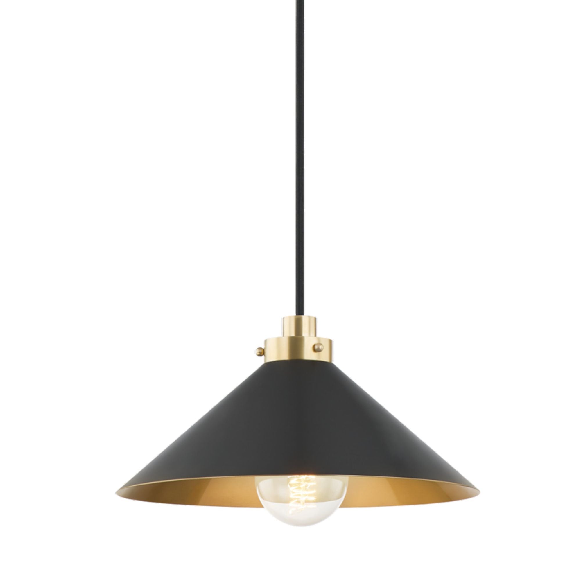 Clivedon 1-Light Pendant in Aged Brass by Mark D. Sikes 12L x 12W x 6.5H