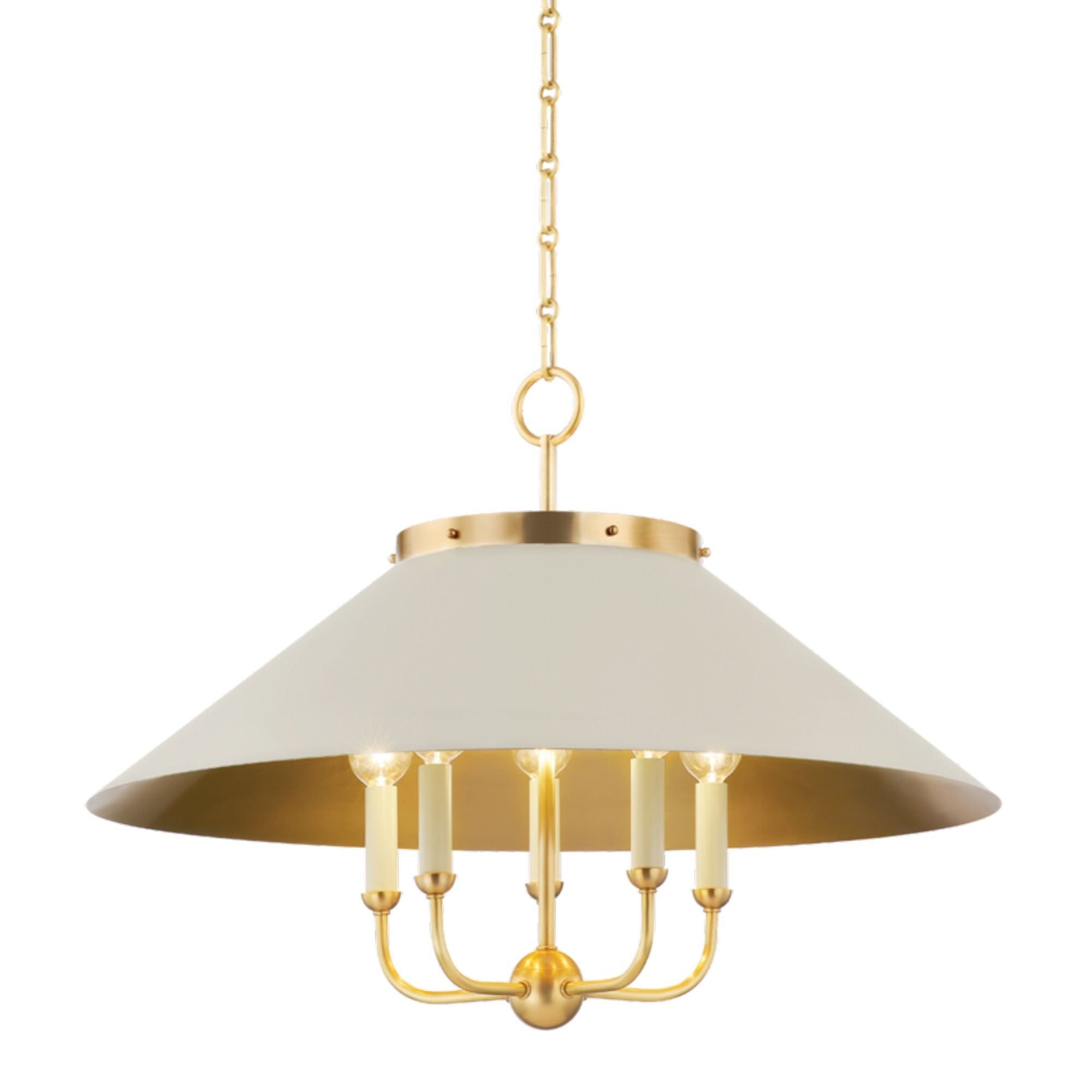 Clivedon 5-Light Chandelier in Aged Brass/Off White by Mark D. Sikes 27.5L x 27.5W x 20.25H