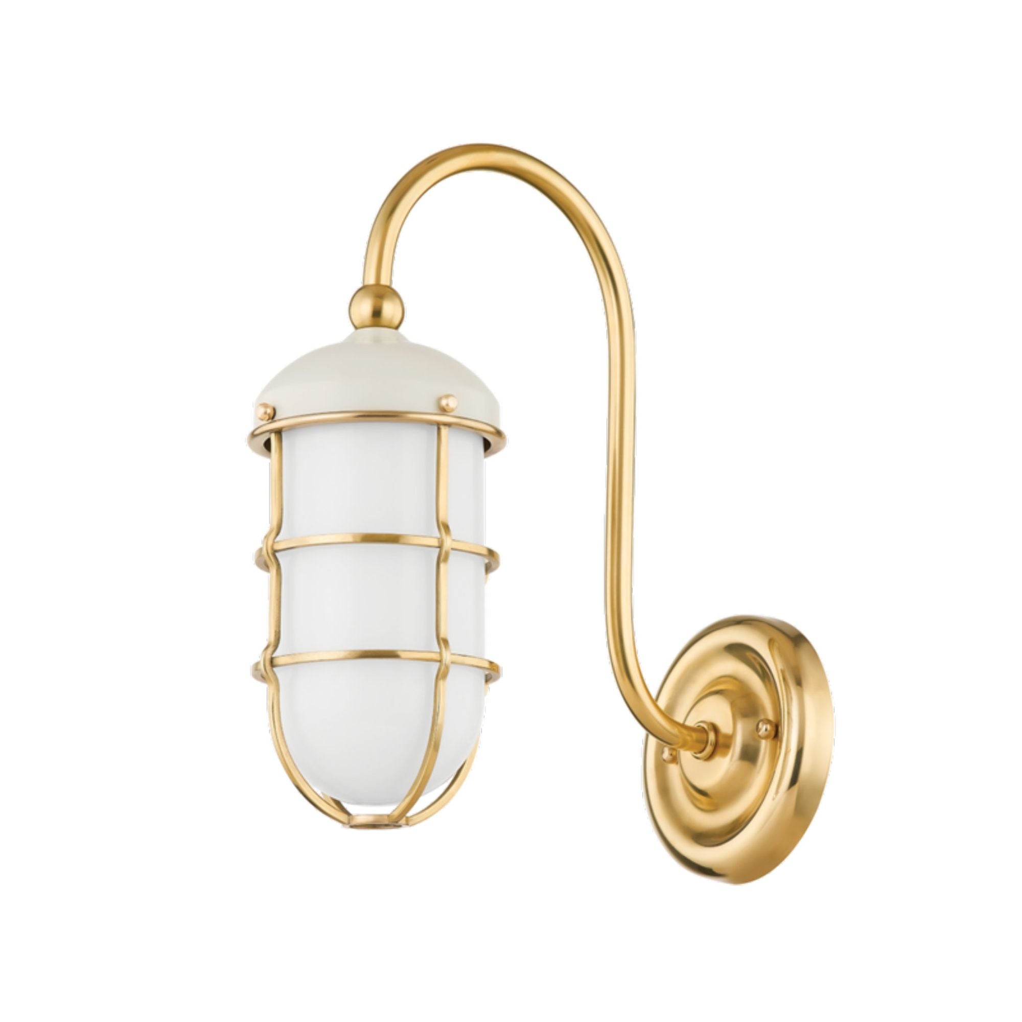 Holkham 1-Light Wall Sconce in Aged Brass by Mark D. Sikes 4.75W x 12.75H (Off-White)