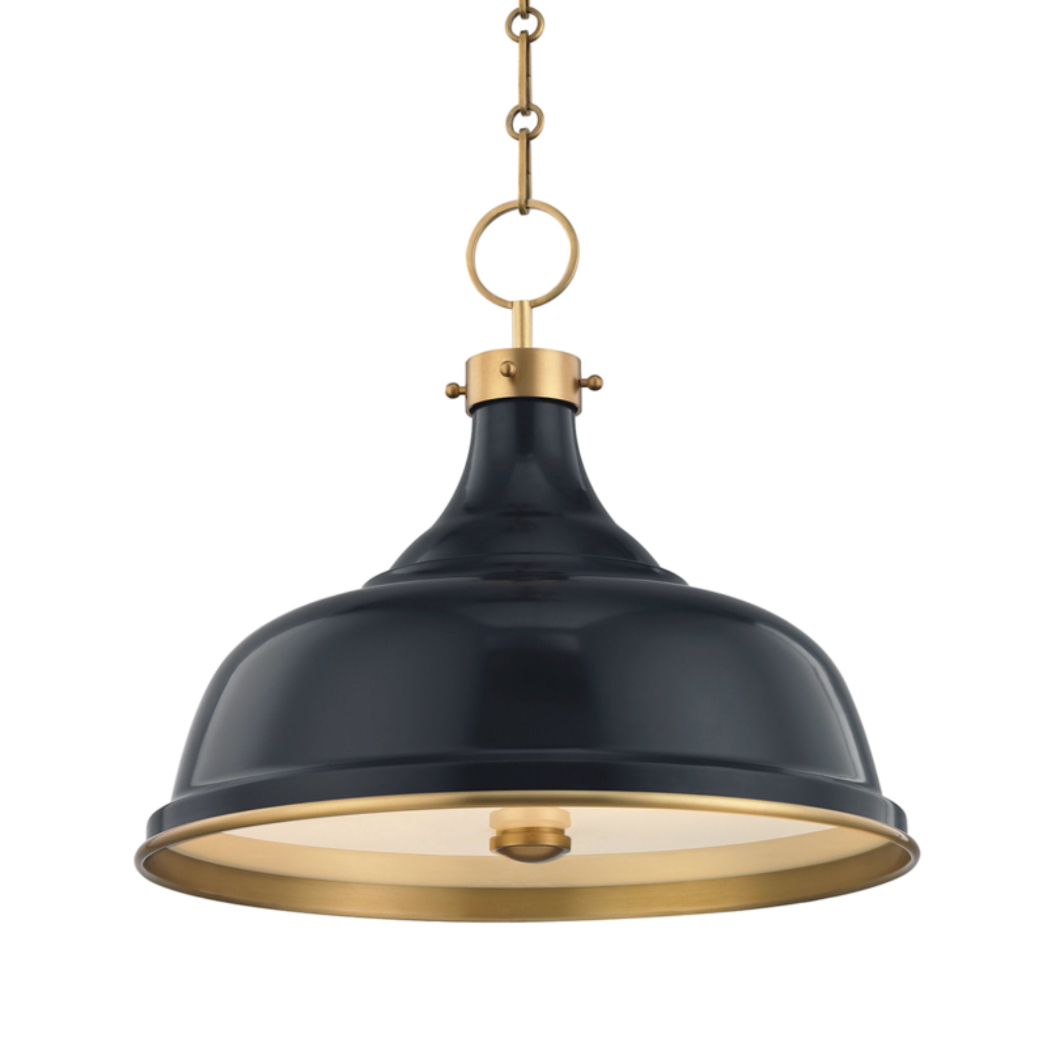 Painted No.1 3-Light Pendant in Aged Brass/Darkest Blue by Mark D. Sikes 18L x 18W x 16H