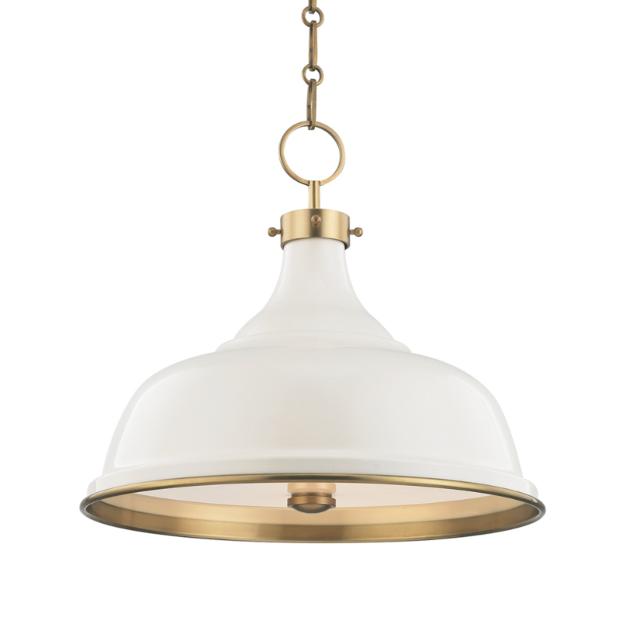 Painted No.1 3-Light Pendant in  Aged Brass/Off White by  Mark D. Sikes 18L x 18W x 16H