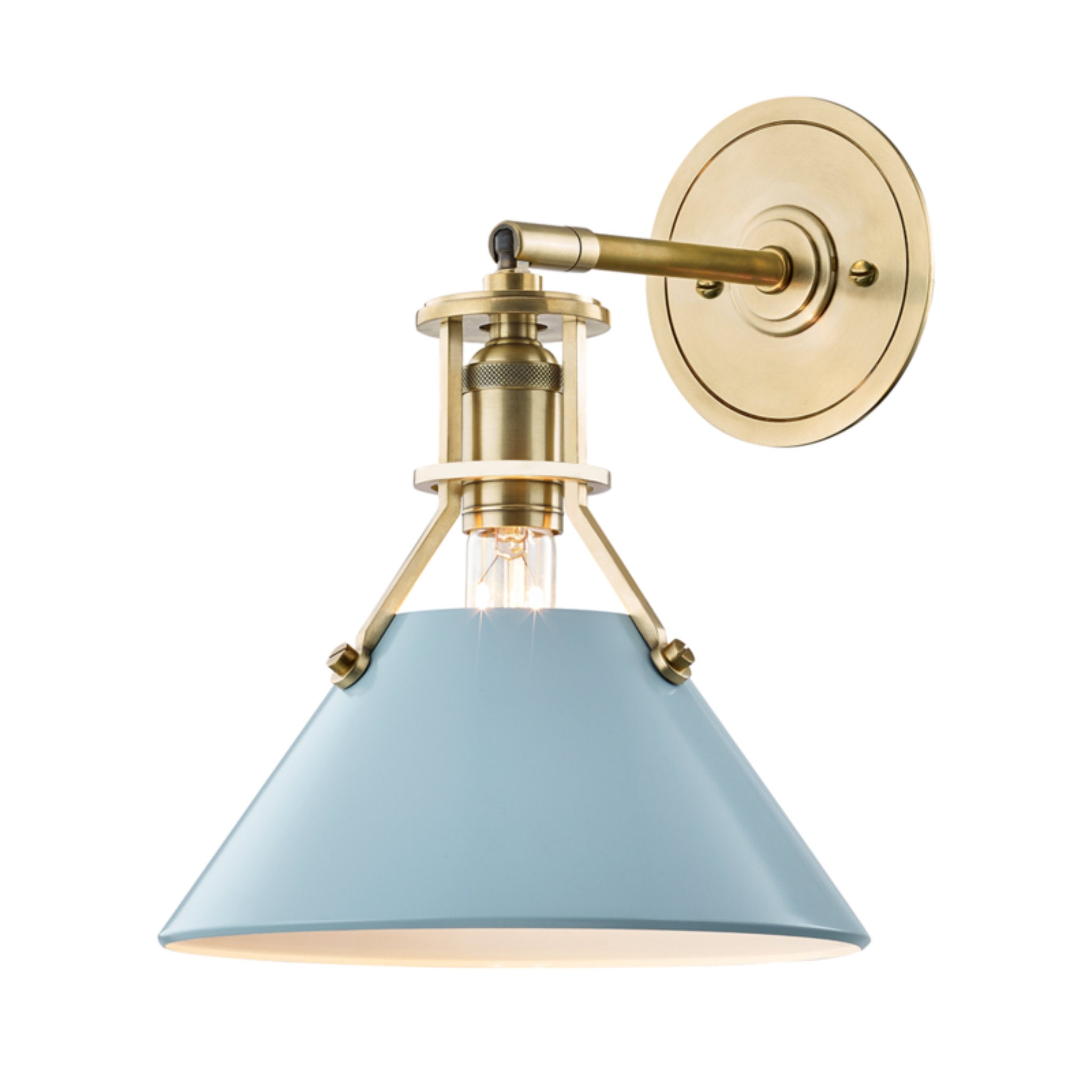 Painted No.2 1-Light Wall Sconce in  Aged Brass/Blue Bird by  Mark D. Sikes 9.5L x 9.5W x 11.75H